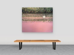 Rosewater - Figure Fishing Pink Water Green Forest Lake Landscape Fisherman 2023