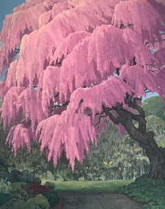 Weeping Cherry, Cherry Blossom Tree, Pink, Blue Sky, Green Park Landscape