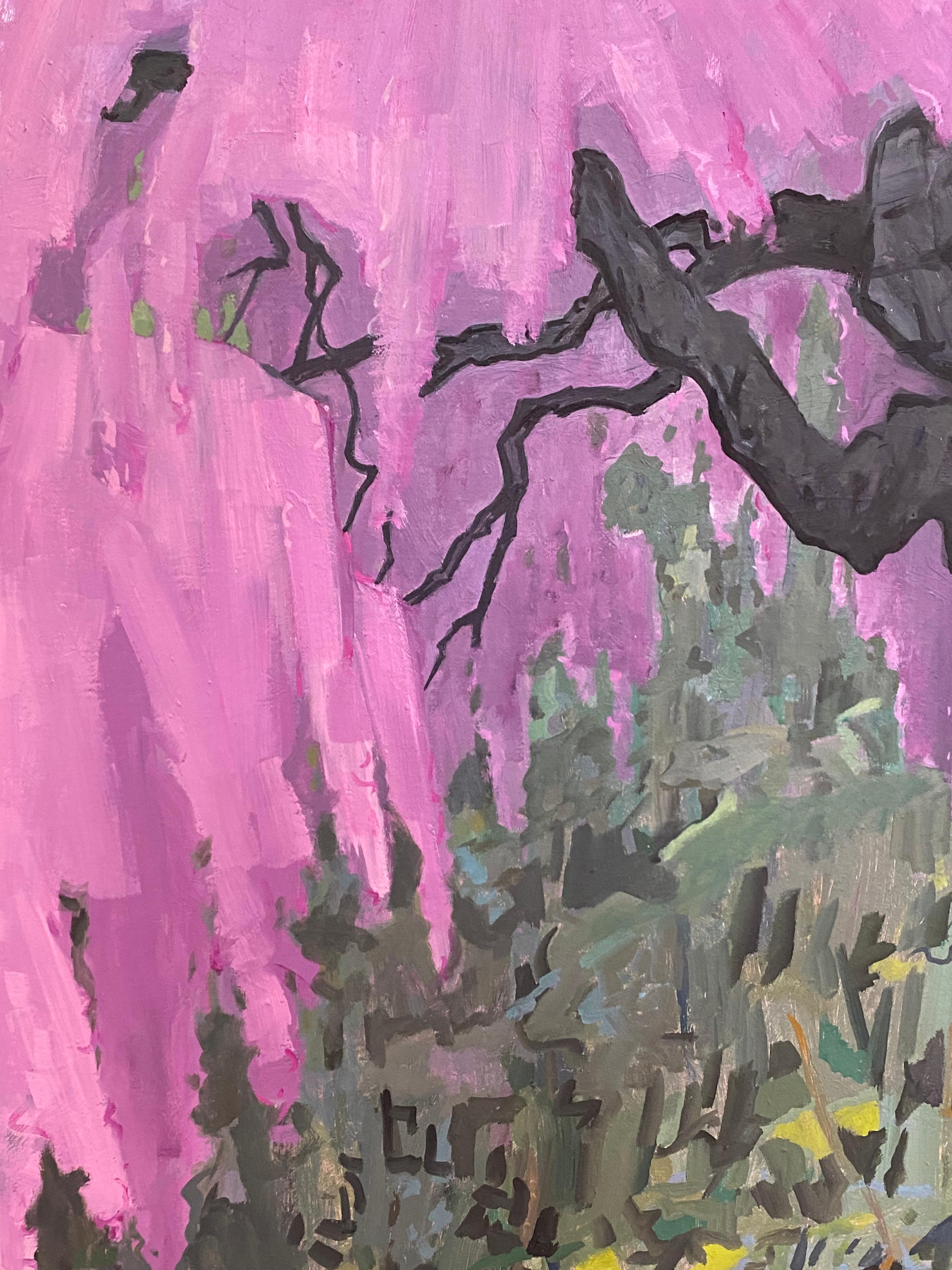 Traubenkirsche - Rosa Kirschblüte Grüne Bäume Parklandschaft, 2022 im Angebot 6