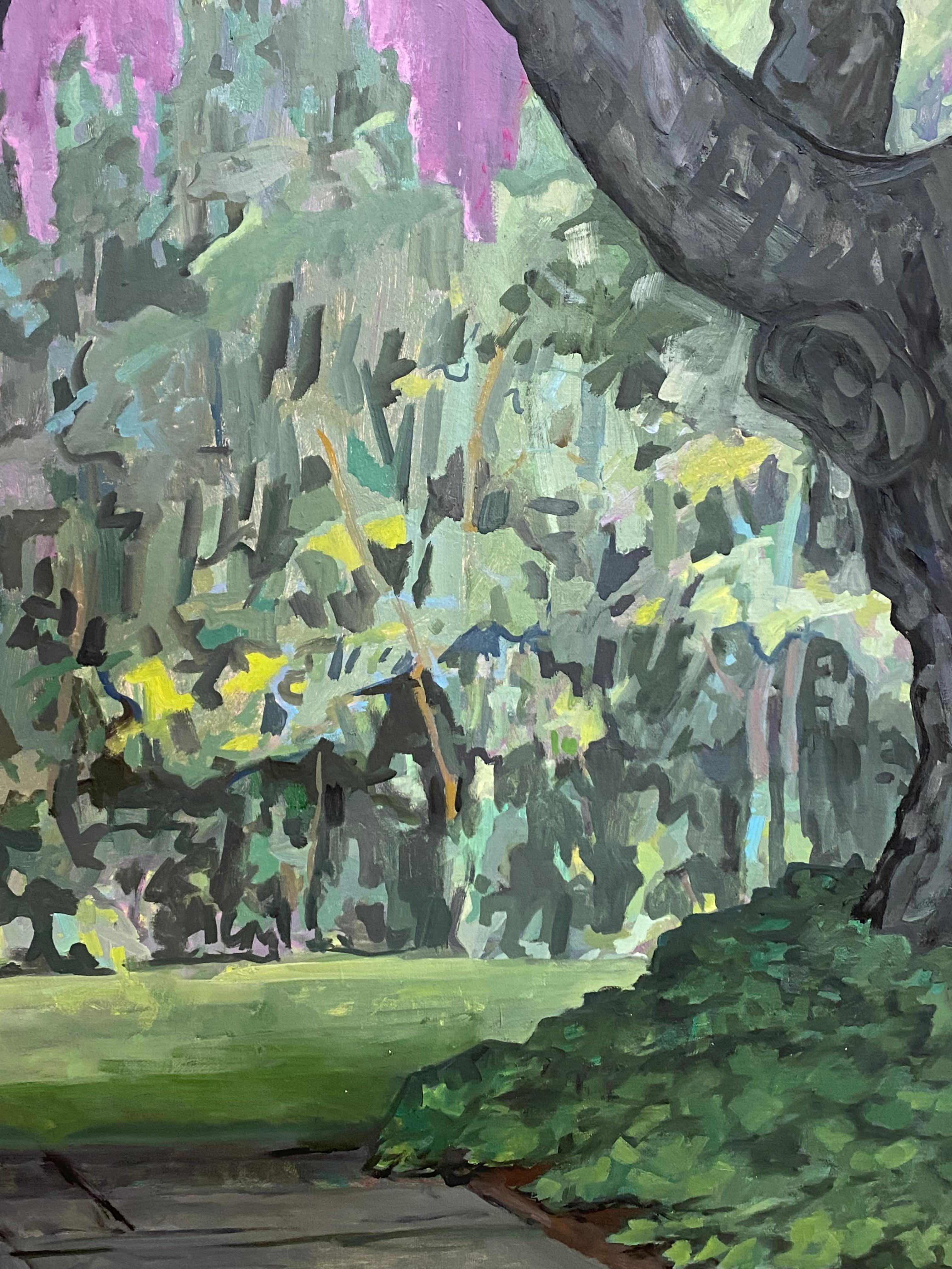 Traubenkirsche - Rosa Kirschblüte Grüne Bäume Parklandschaft, 2022 im Angebot 9