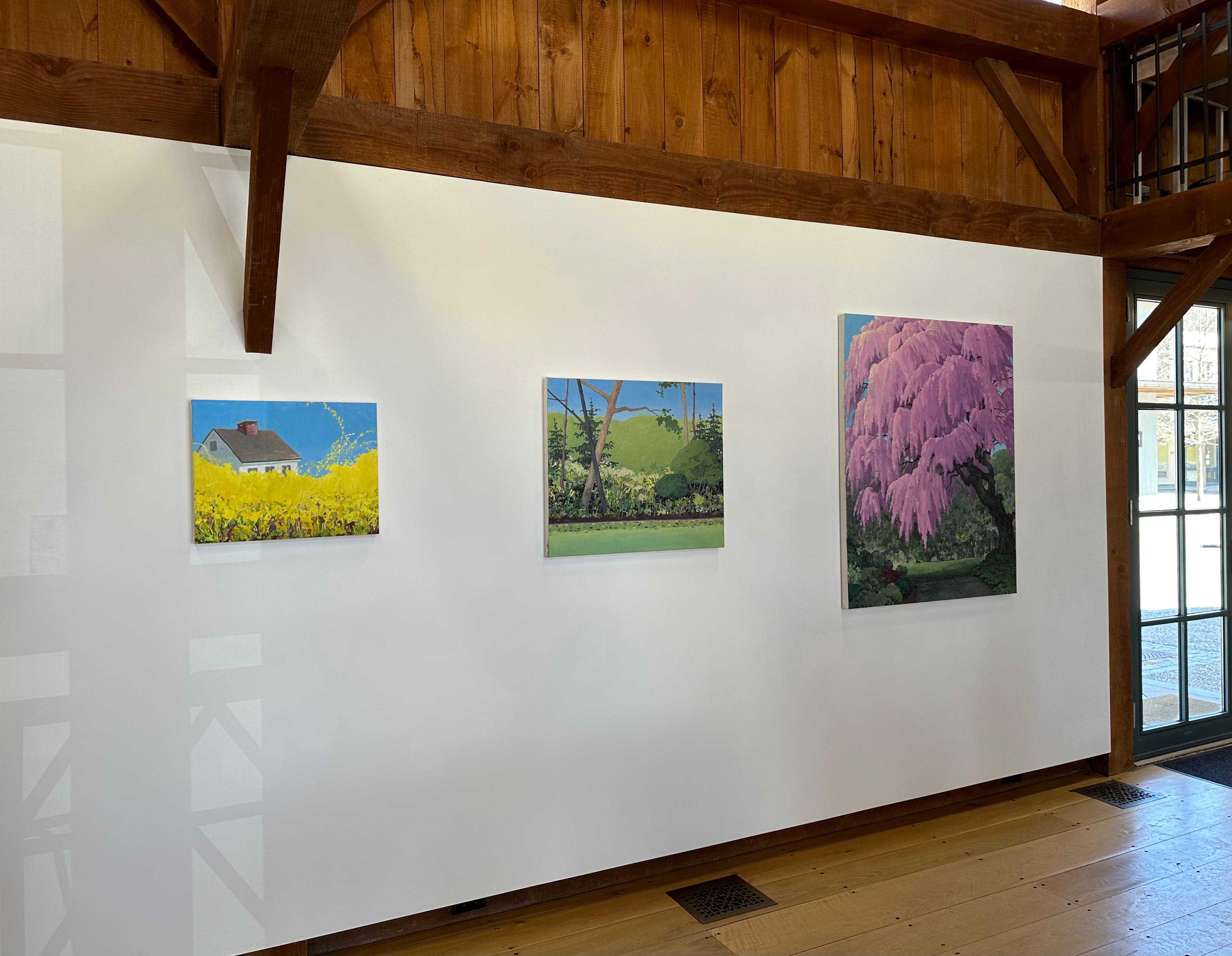 Traubenkirsche - Rosa Kirschblüte Grüne Bäume Parklandschaft, 2022 im Angebot 11