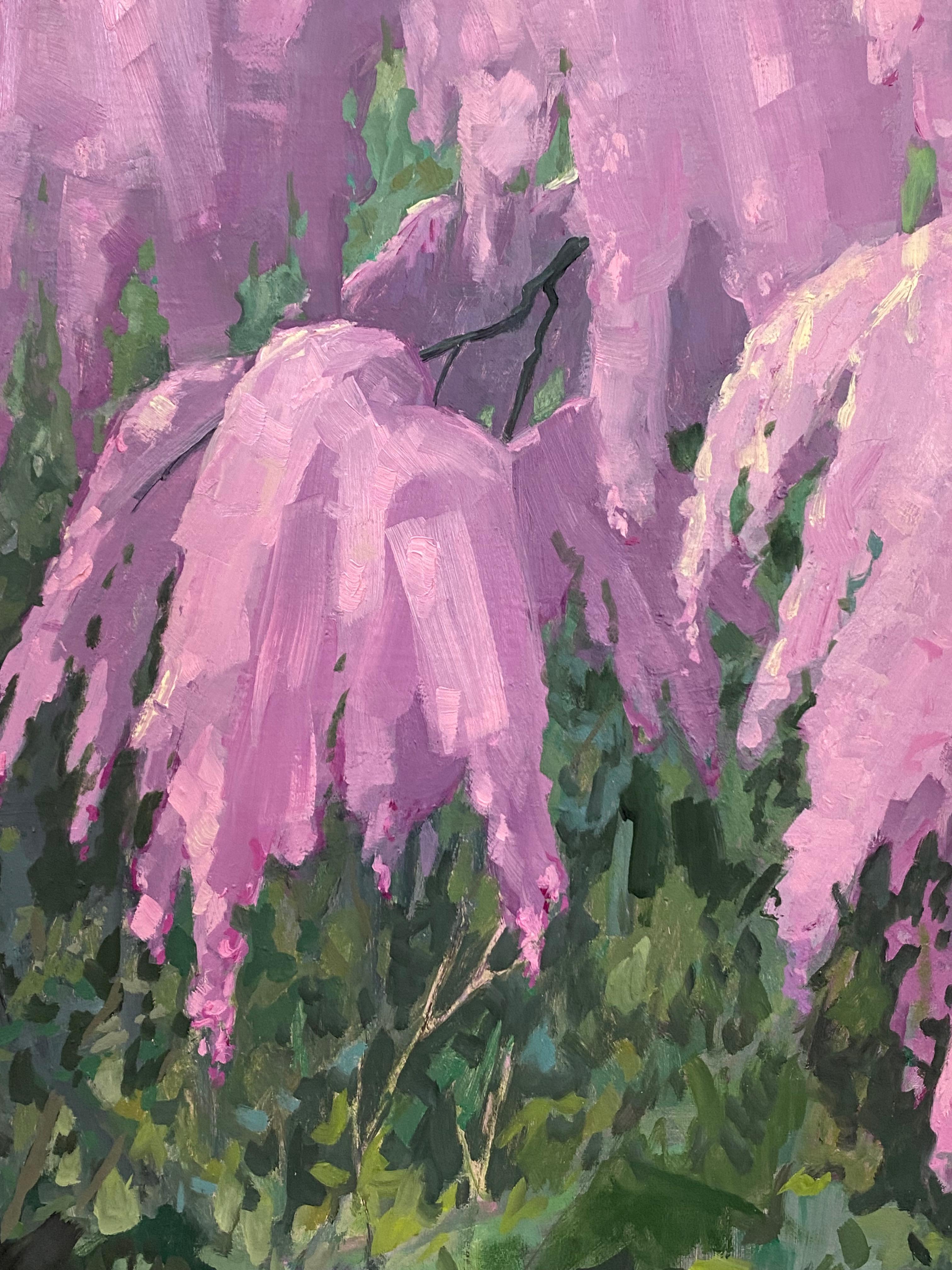 Traubenkirsche - Rosa Kirschblüte Grüne Bäume Parklandschaft, 2022 im Angebot 2