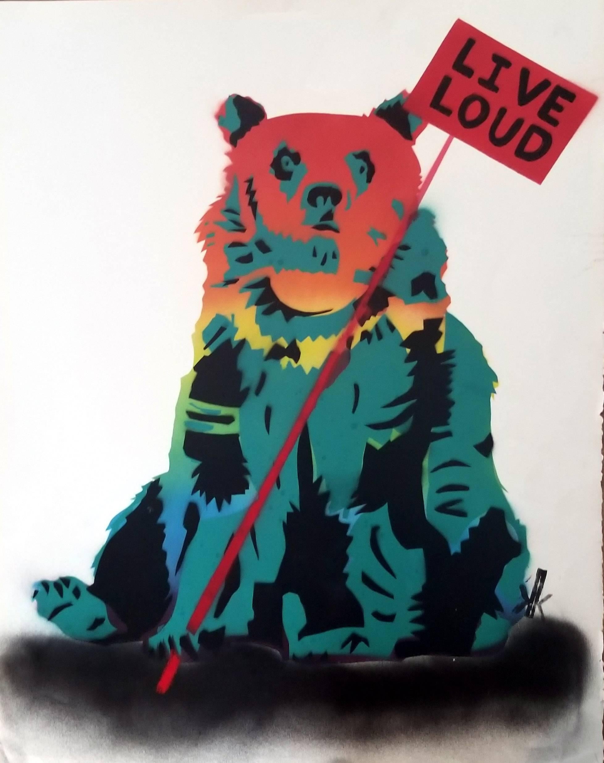 Grizzly : LIVE LOUD - Mixed Media Art by K.K.