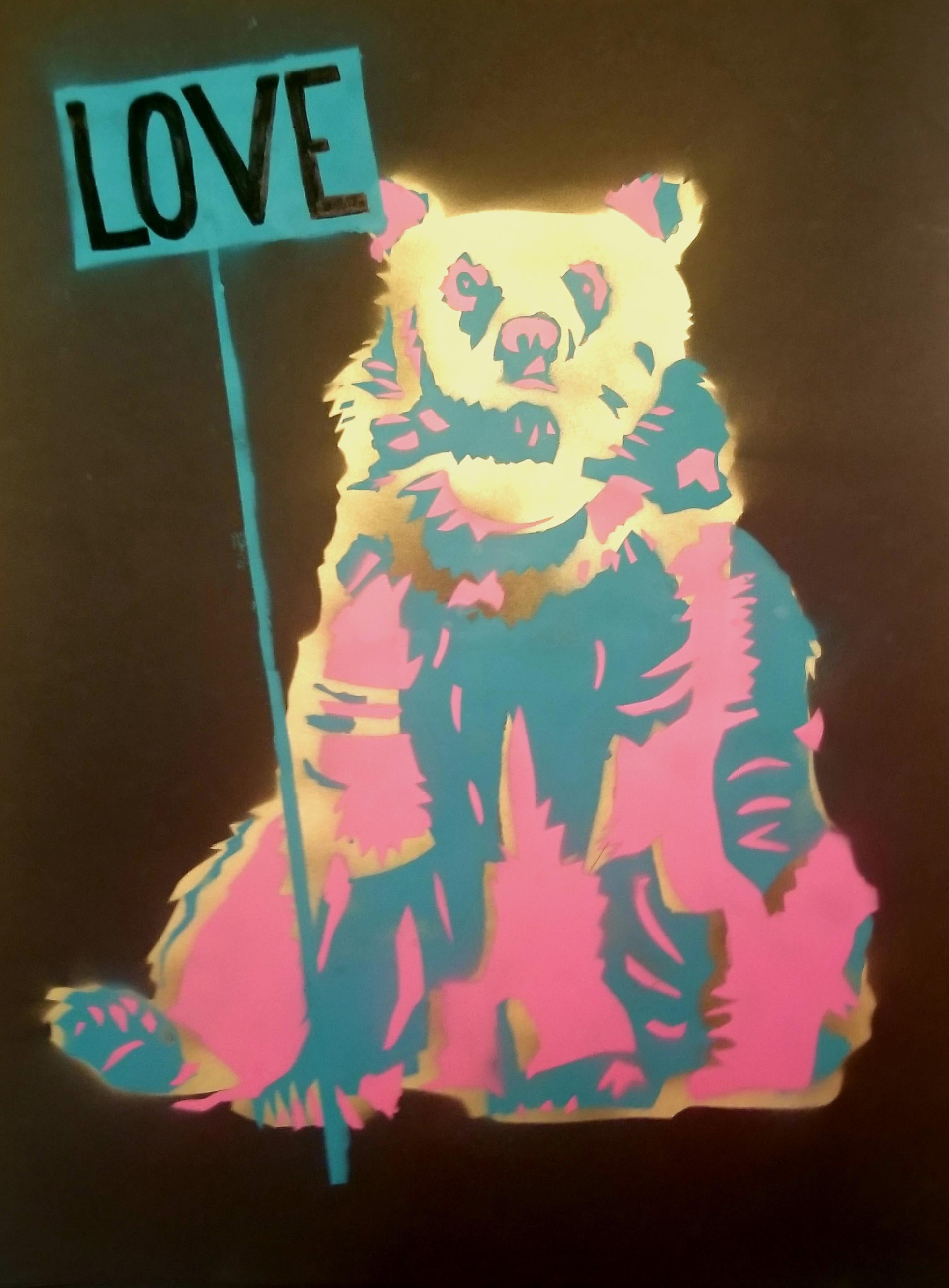 Grizzly Love  - Mixed Media Art by K.K.
