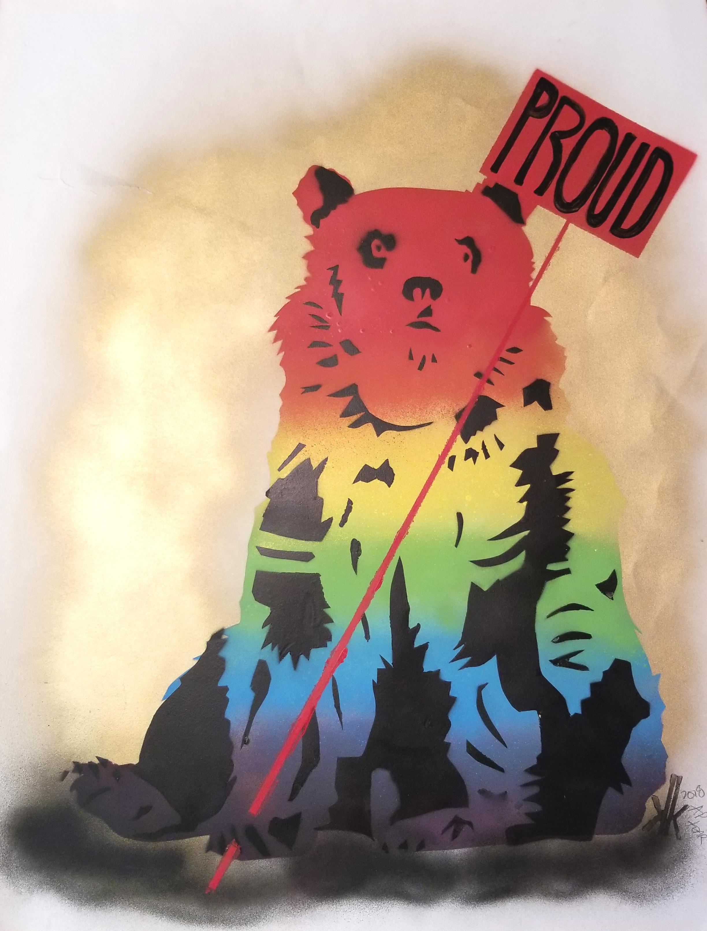 Grizzly Bear: SAVE THE BEars (BAUEN SAVE) (Braun), Animal Painting, von K.K.