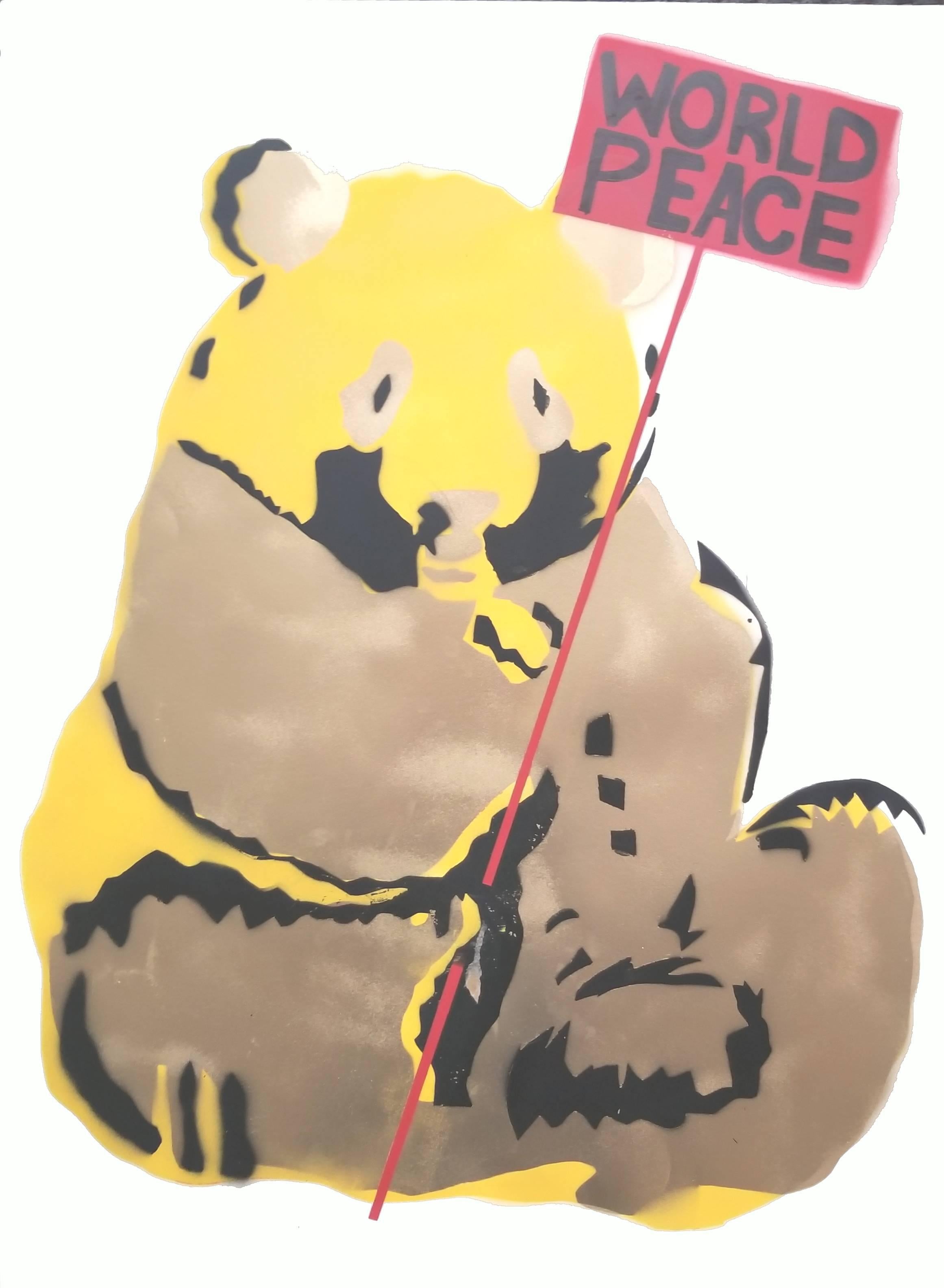 K.K. Animal Painting - Panda in Gold: World Peace