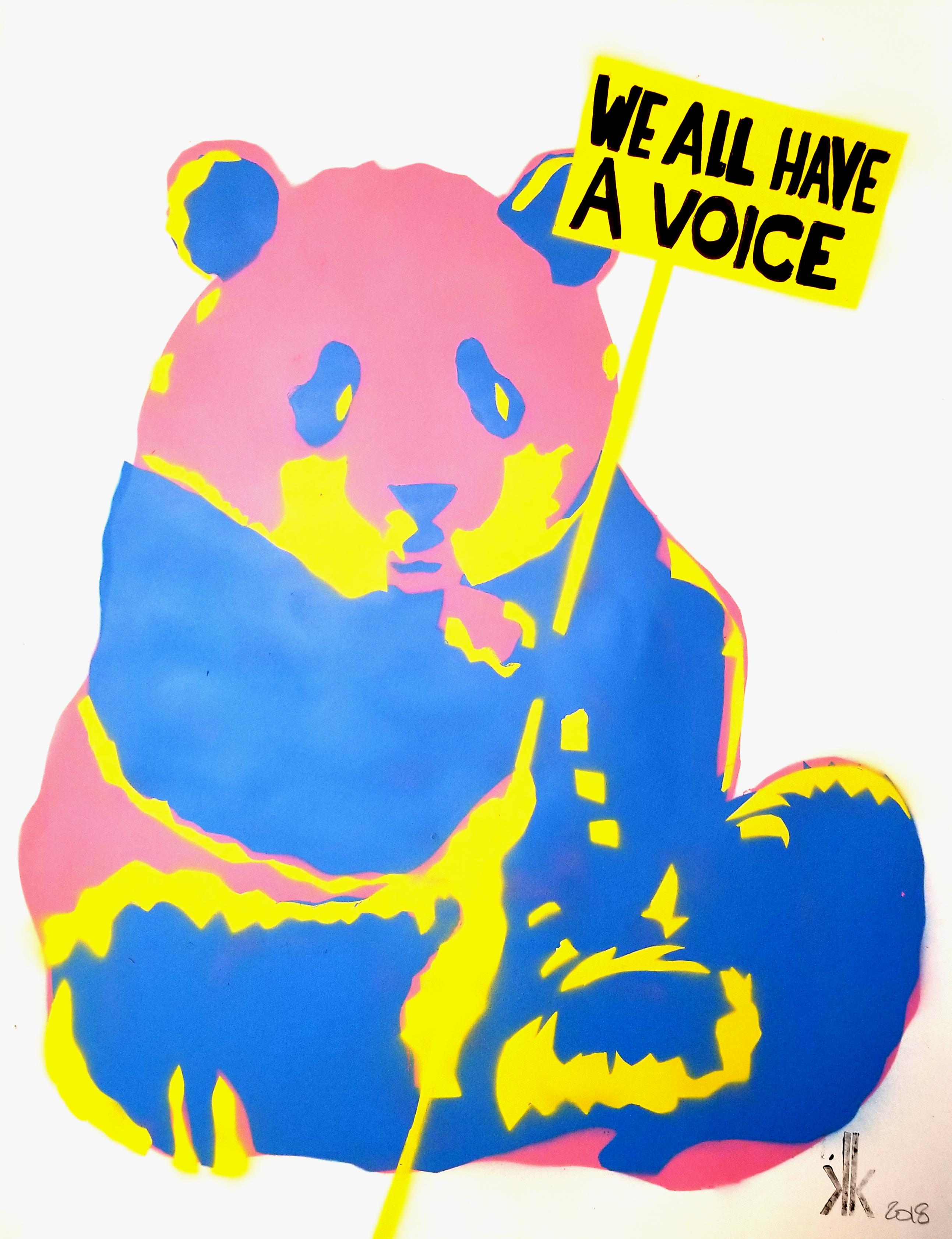 Panda:  AMOR - Painting Contemporáneo de K.K.