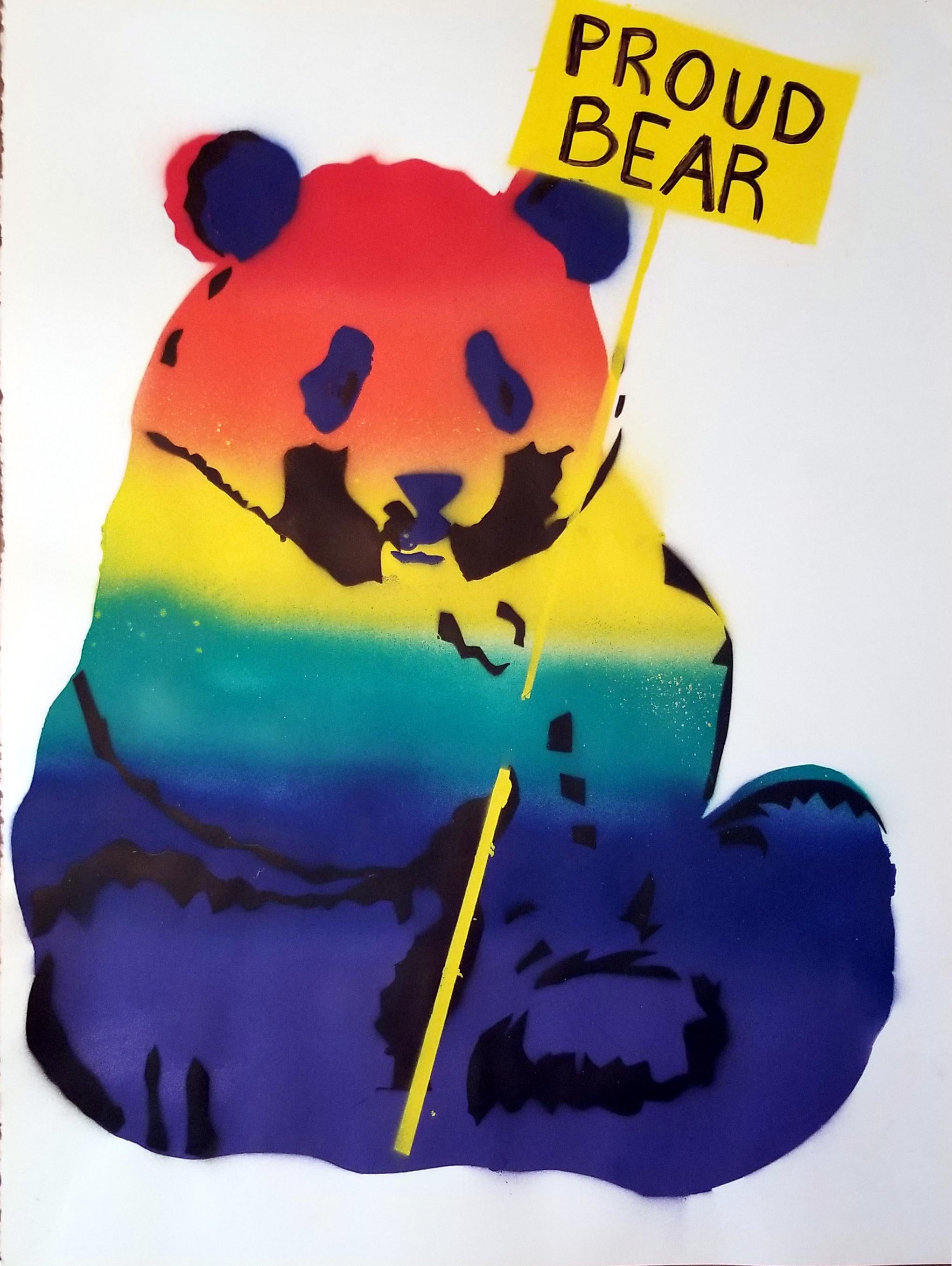 Panda Panda: SCHWARZEs Regenbogen PROUD BEAR – Mixed Media Art von K.K.