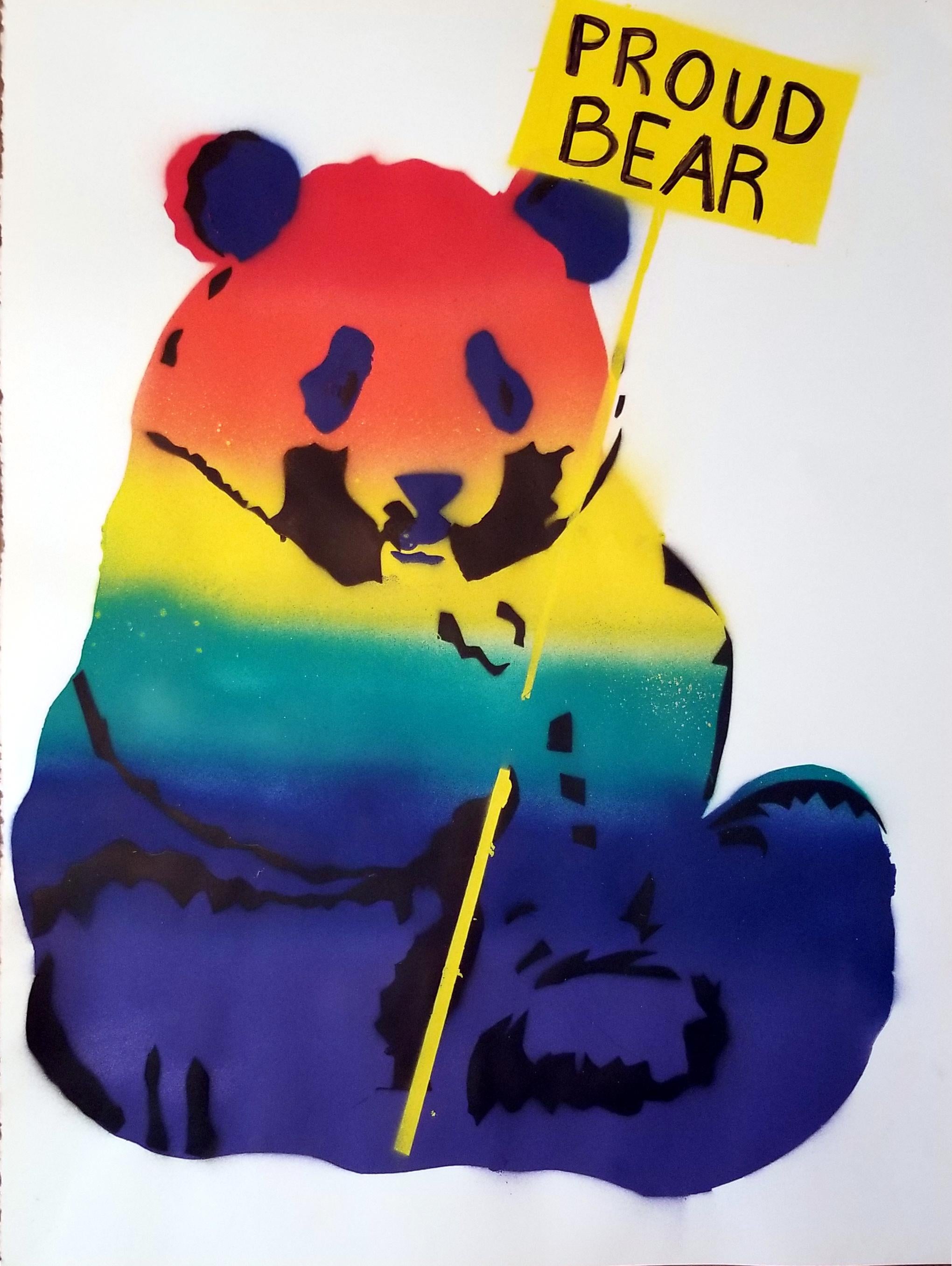 Panda arcobaleno SALVA GLI UMANI - Animal Painting Viola di K.K.