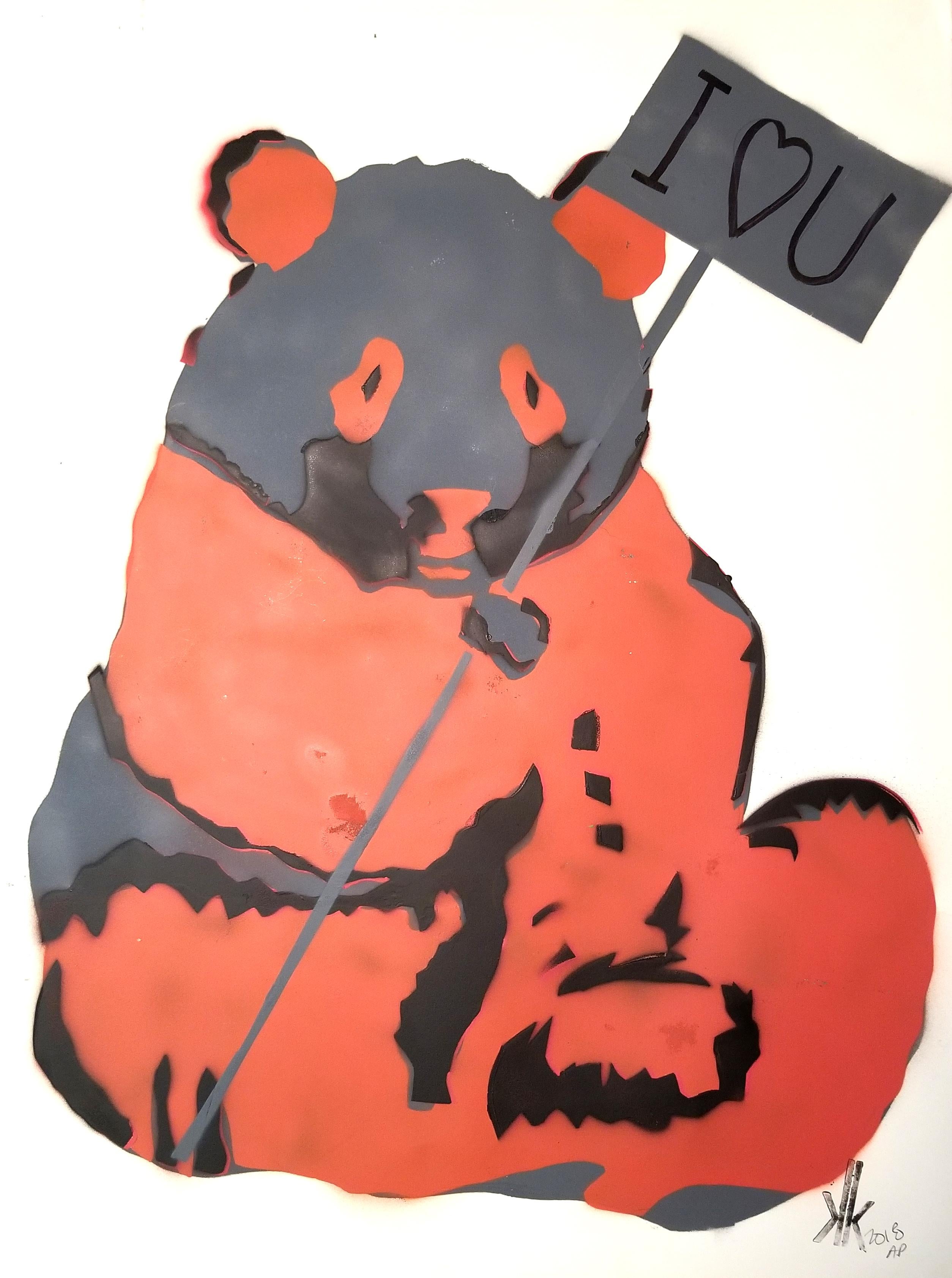 PANDA: We All Have A Voice - Orange Animal Painting by K.K.