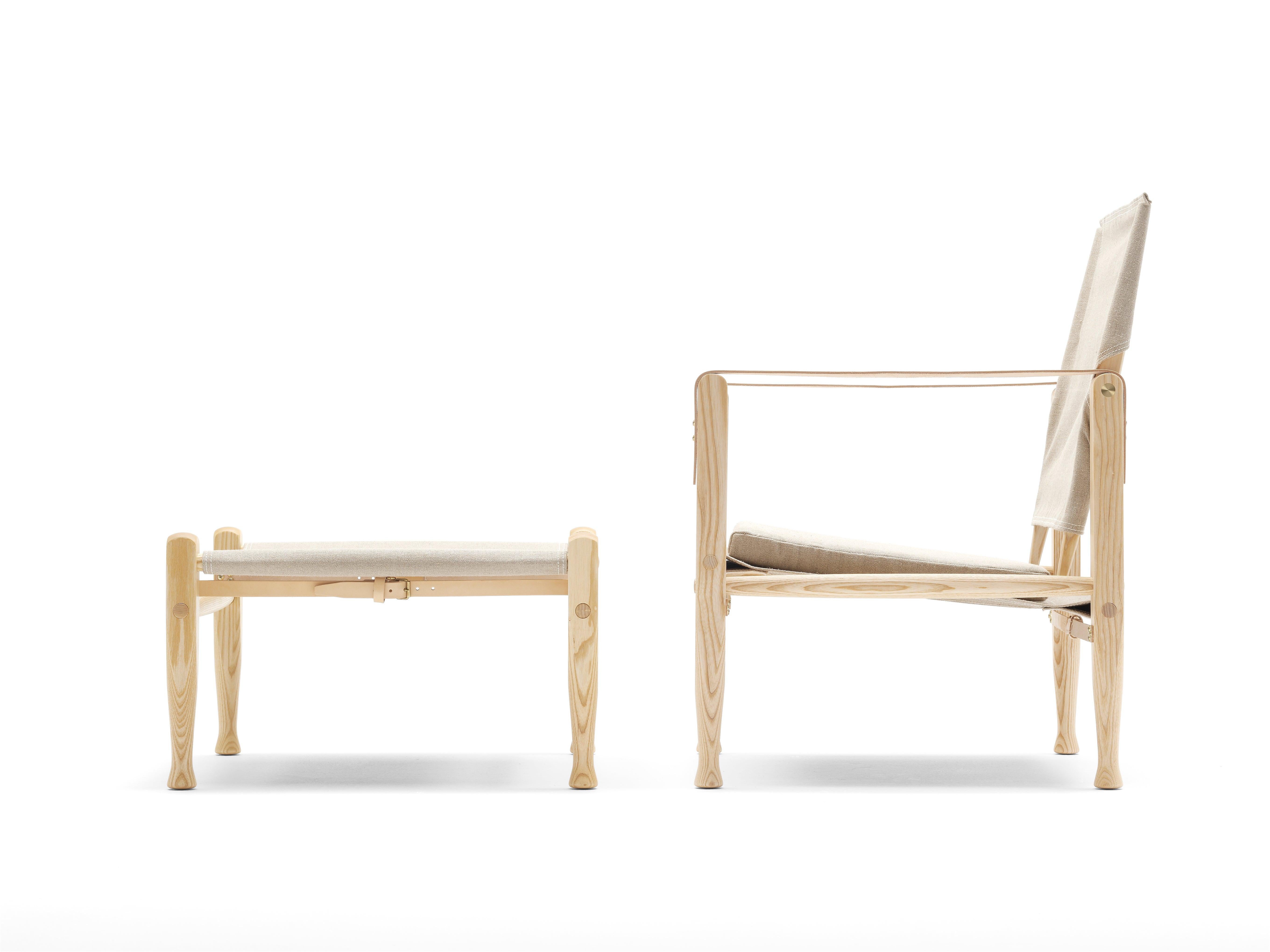 Oiled KK47000 Safari Chair in Natural Fabric with Ash Oil by Kaare Klint