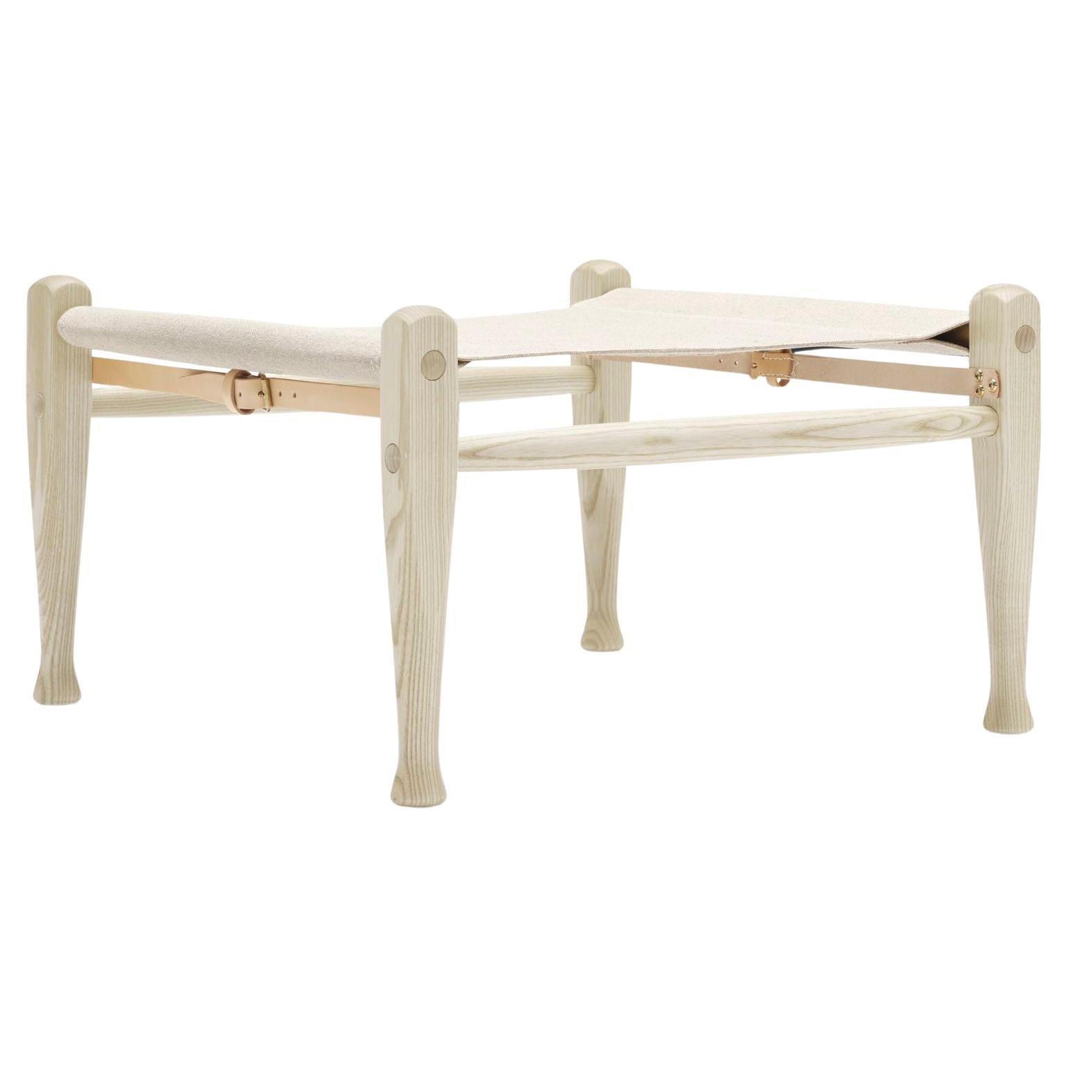 KK97170 Safari Footrest in Ash White Oil with Natural Fabric by Kaare Klint