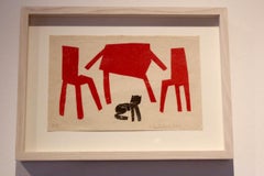 Klaas Gubbels Serigraphy in Black and Red, Hand-Signed and Numbered