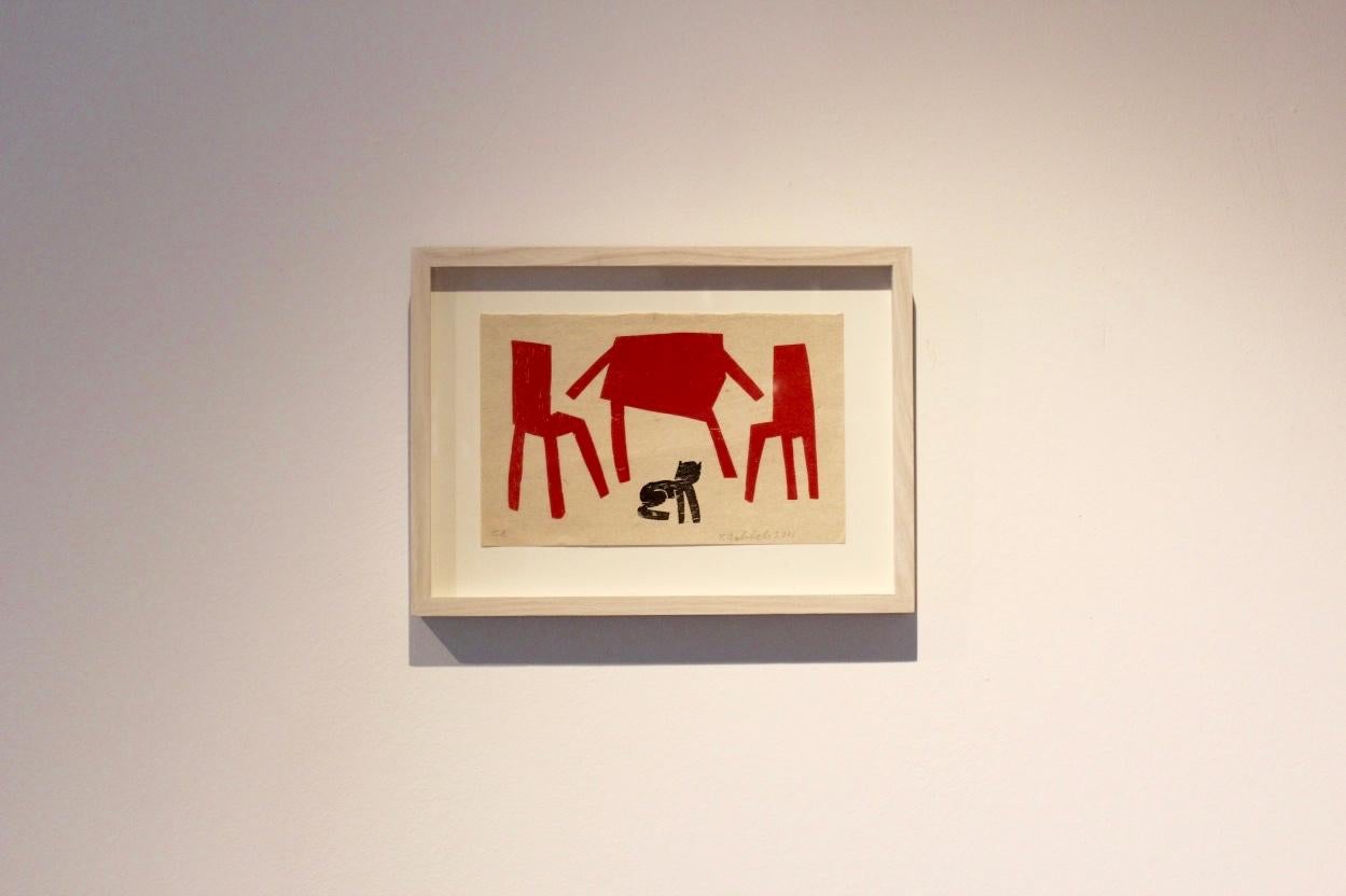 Modern Klaas Gubbels Serigraphy in Black and Red, Hand-Signed and Numbered