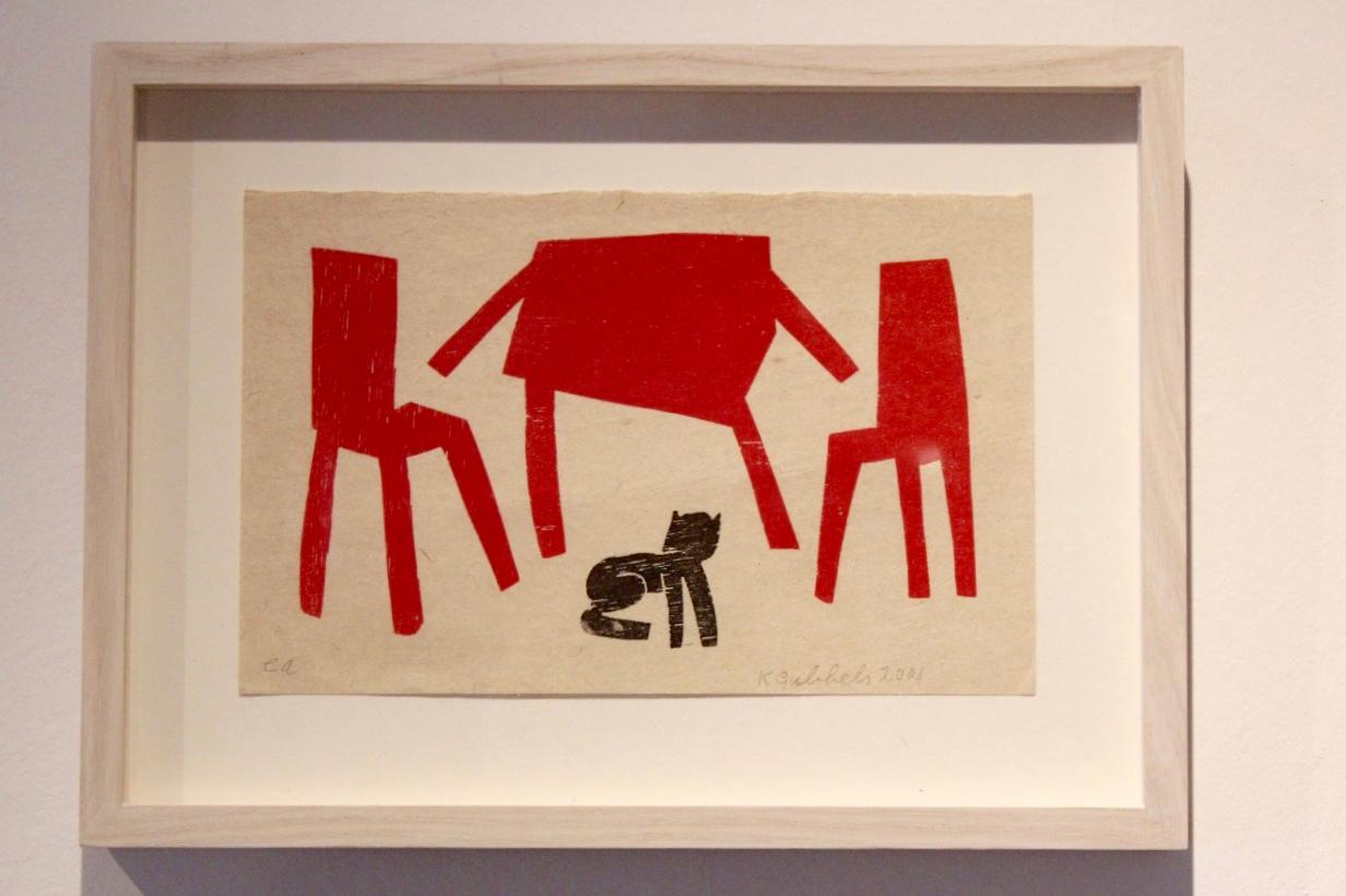Dutch Klaas Gubbels Serigraphy in Black and Red, Hand-Signed and Numbered