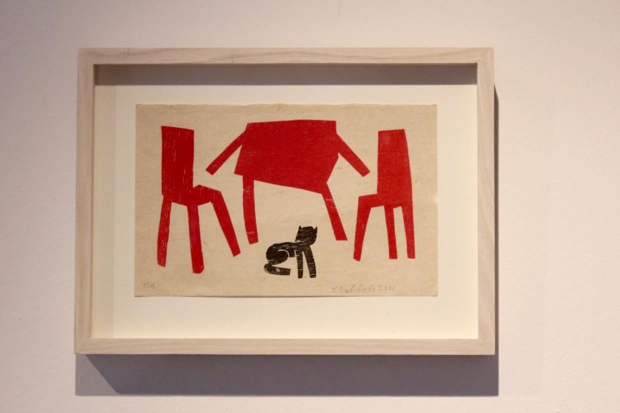 Contemporary Klaas Gubbels Serigraphy in Black and Red, Hand-Signed and Numbered
