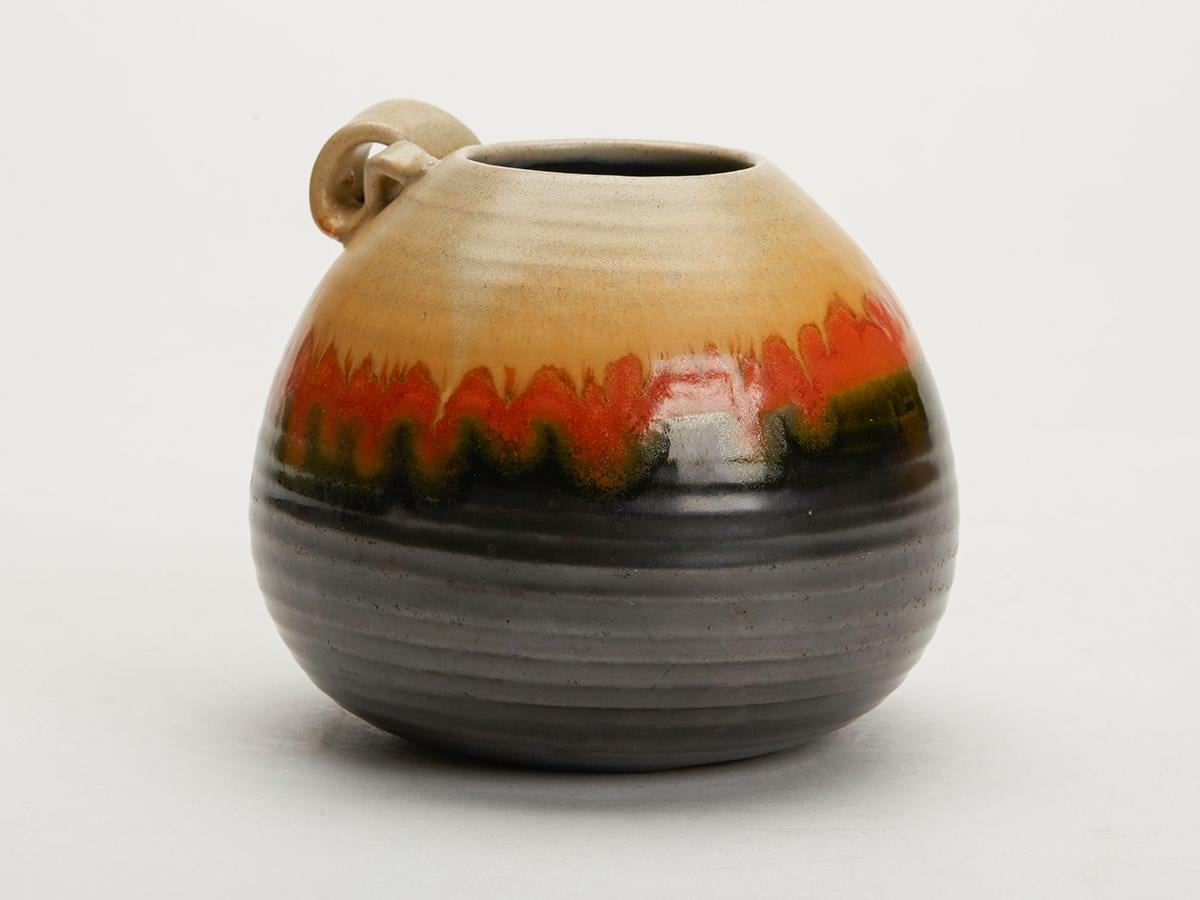 Keramikvase aus glasierter holländischer Art-Déco-Keramik von Klaas Mobach im Angebot 2