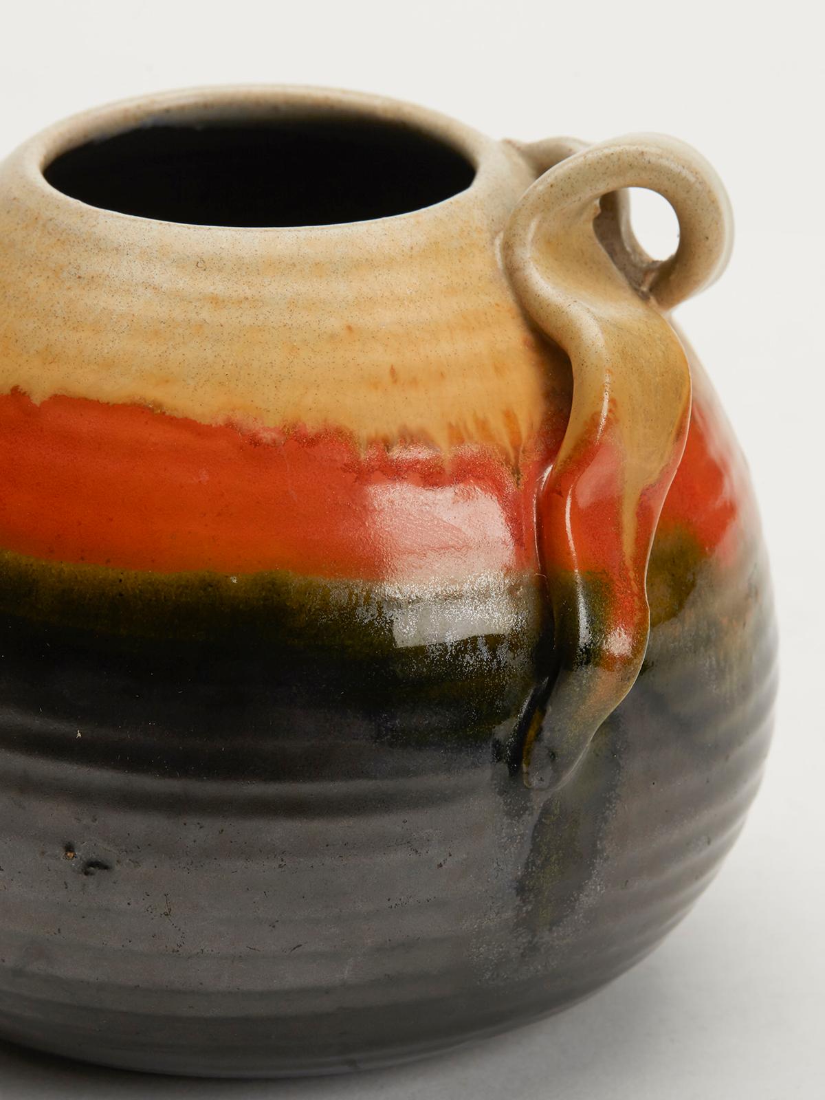 Hand-Painted Klaas Mobach Keramiek Dutch Art Deco Glazed Art Pottery Vase For Sale