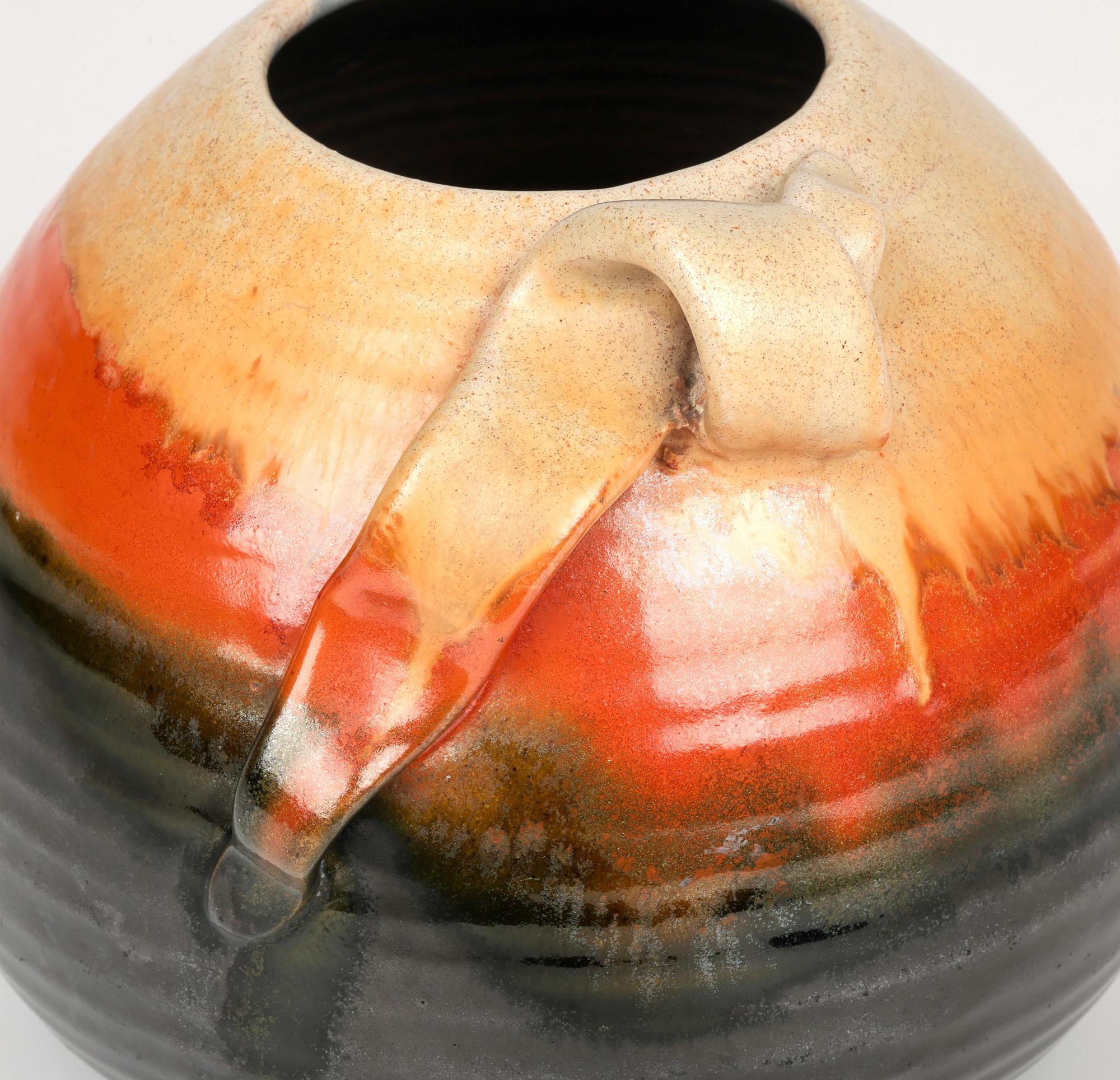 Vernissé Klaas Mobach Keramiek vase en poterie d'art émaillée Art Déco néerlandais en vente