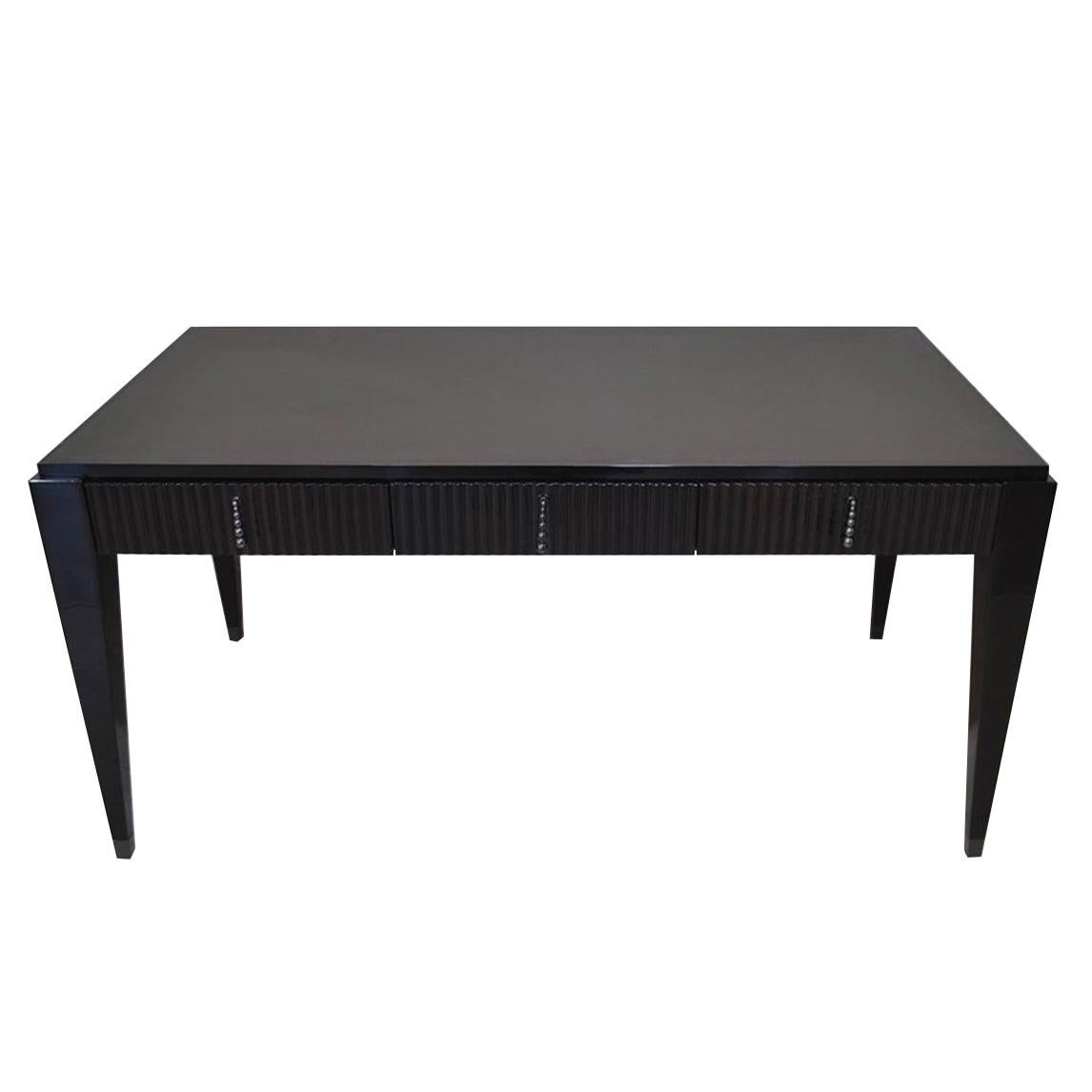 Italian ‘Klab D’ Contemporary Ebony High-Gloss Writing Desk with Leather Top For Sale