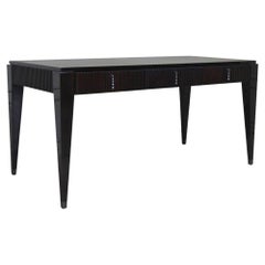 ‘Klab D’ Contemporary Ebony High-Gloss Writing Desk with Leather Top