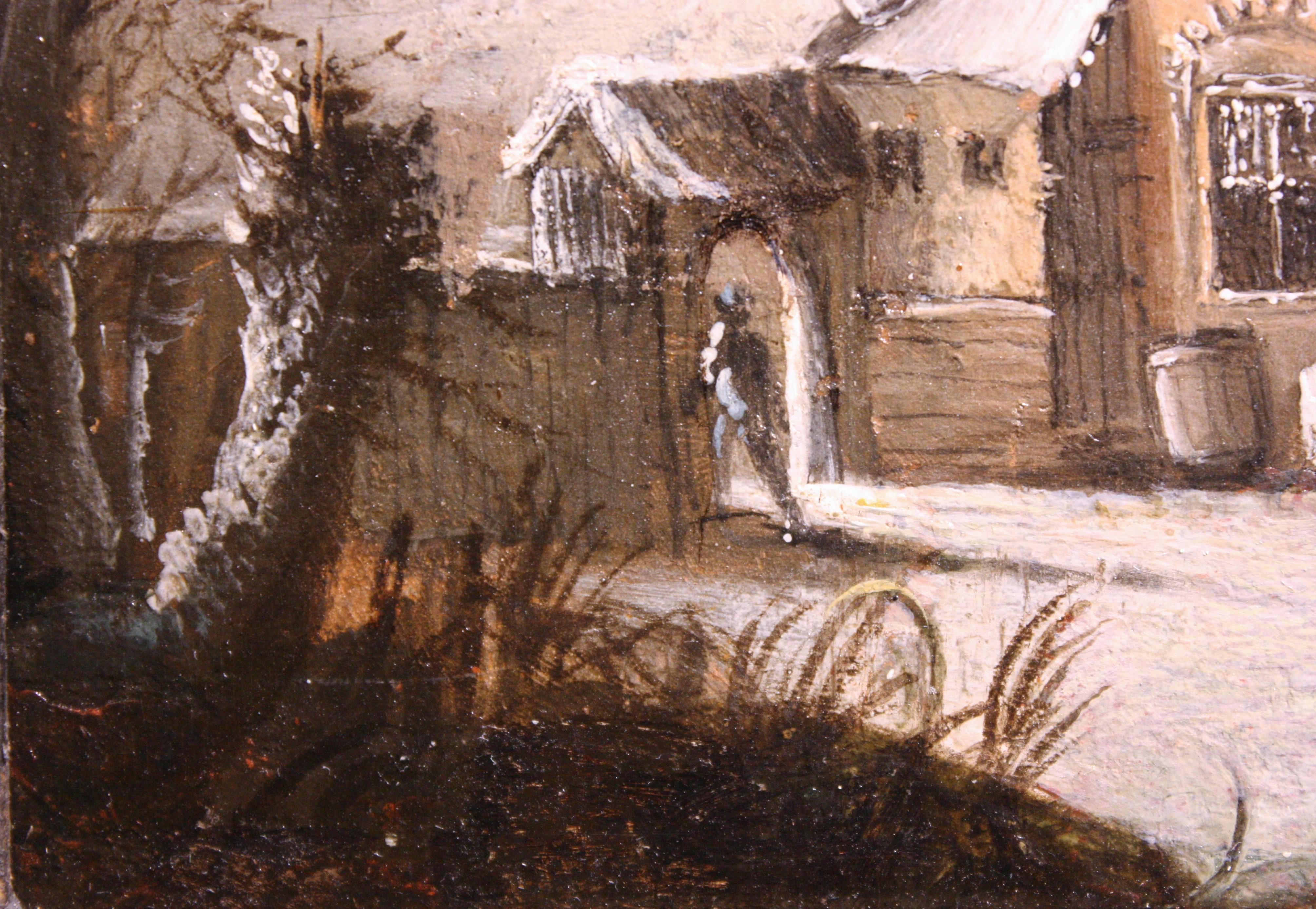 17th c. Dutch school, Winter Landscape at the farm, oil on panel - Dutch School Painting by Klaes Molenaer