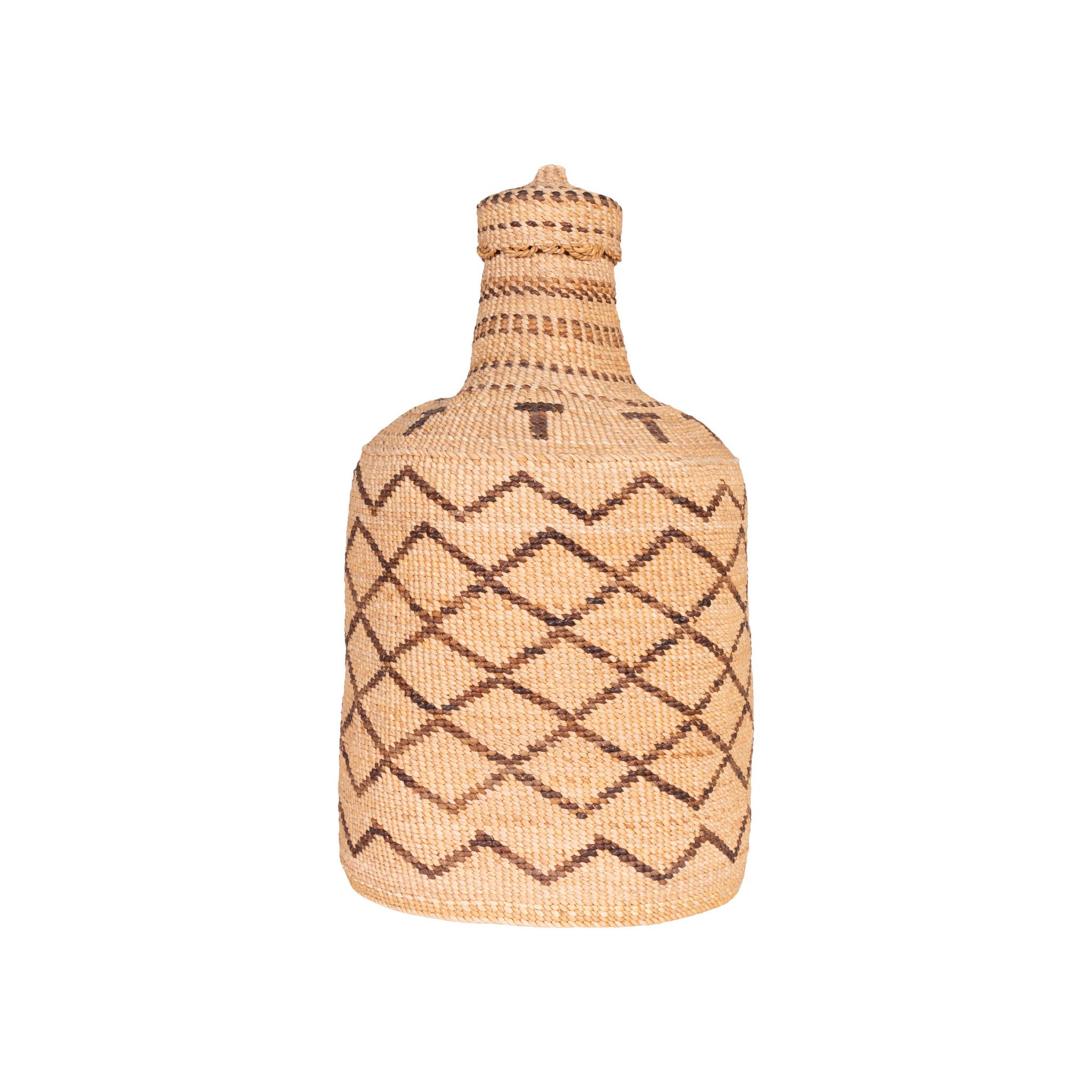 Native American Klamath Basketry Bottle with Lid For Sale