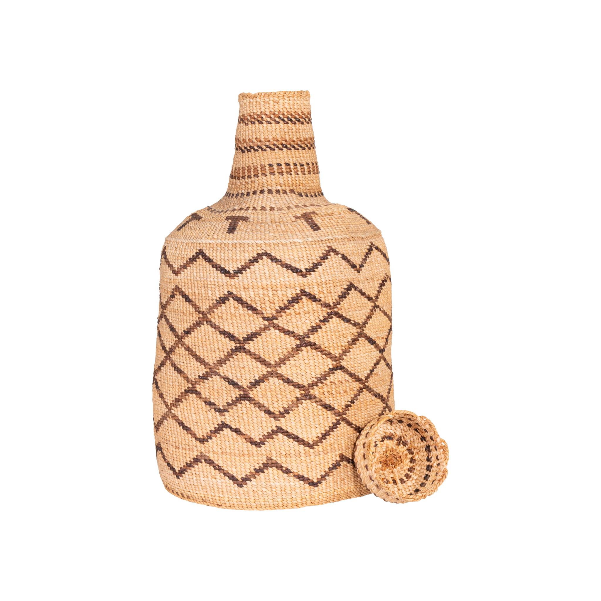 American Klamath Basketry Bottle with Lid For Sale