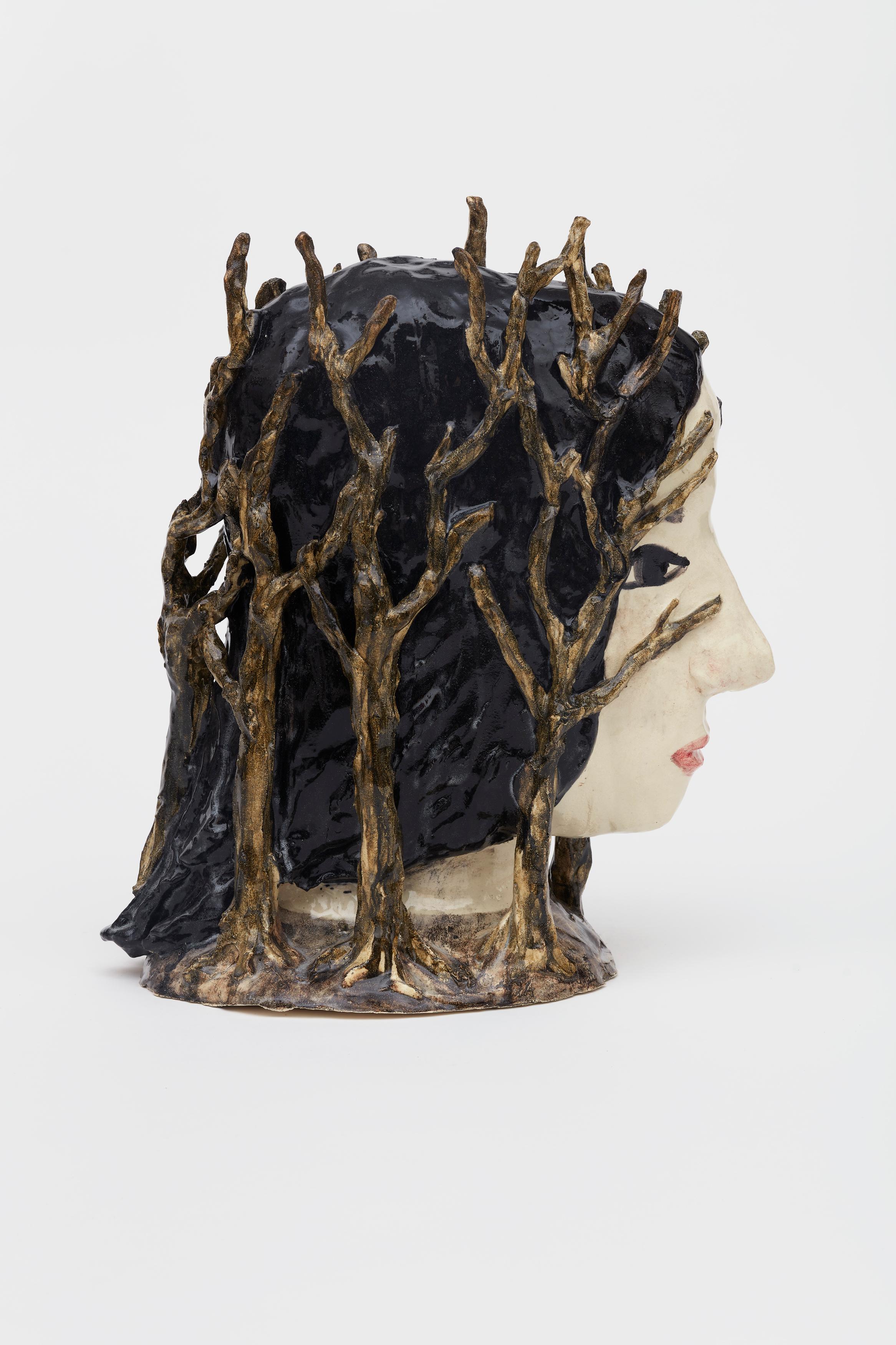 Kristalova is best known for her figurative ceramic sculptures that incorporate aspects of the human body and elements of nature. Across her oeuvre, she explores transition as a stage essential to both human and ecological life. Crafted in the