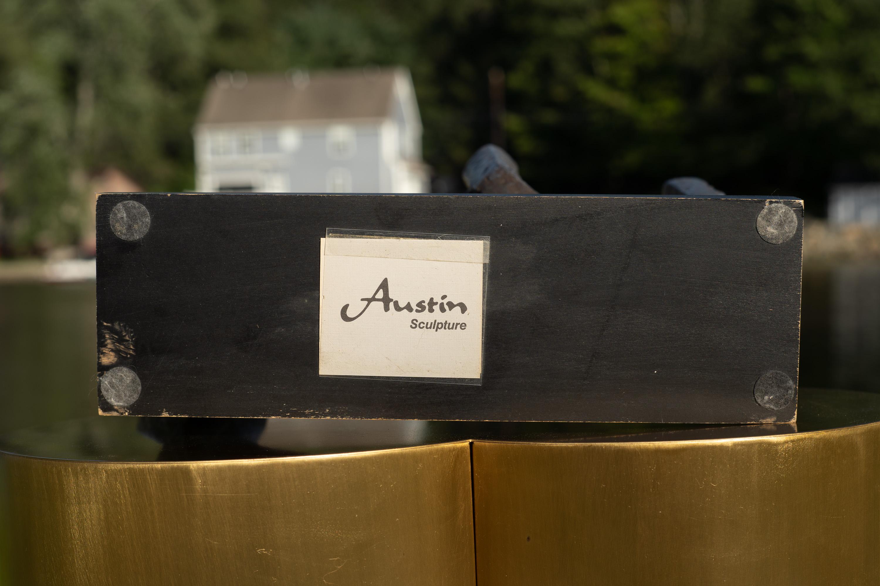 Klara Sever for Austin Productions Gunmetal Plaster on Black Base Menorah For Sale 3