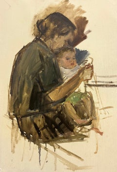 "Madre con bambino" Olio cm. 50 x 35 1970