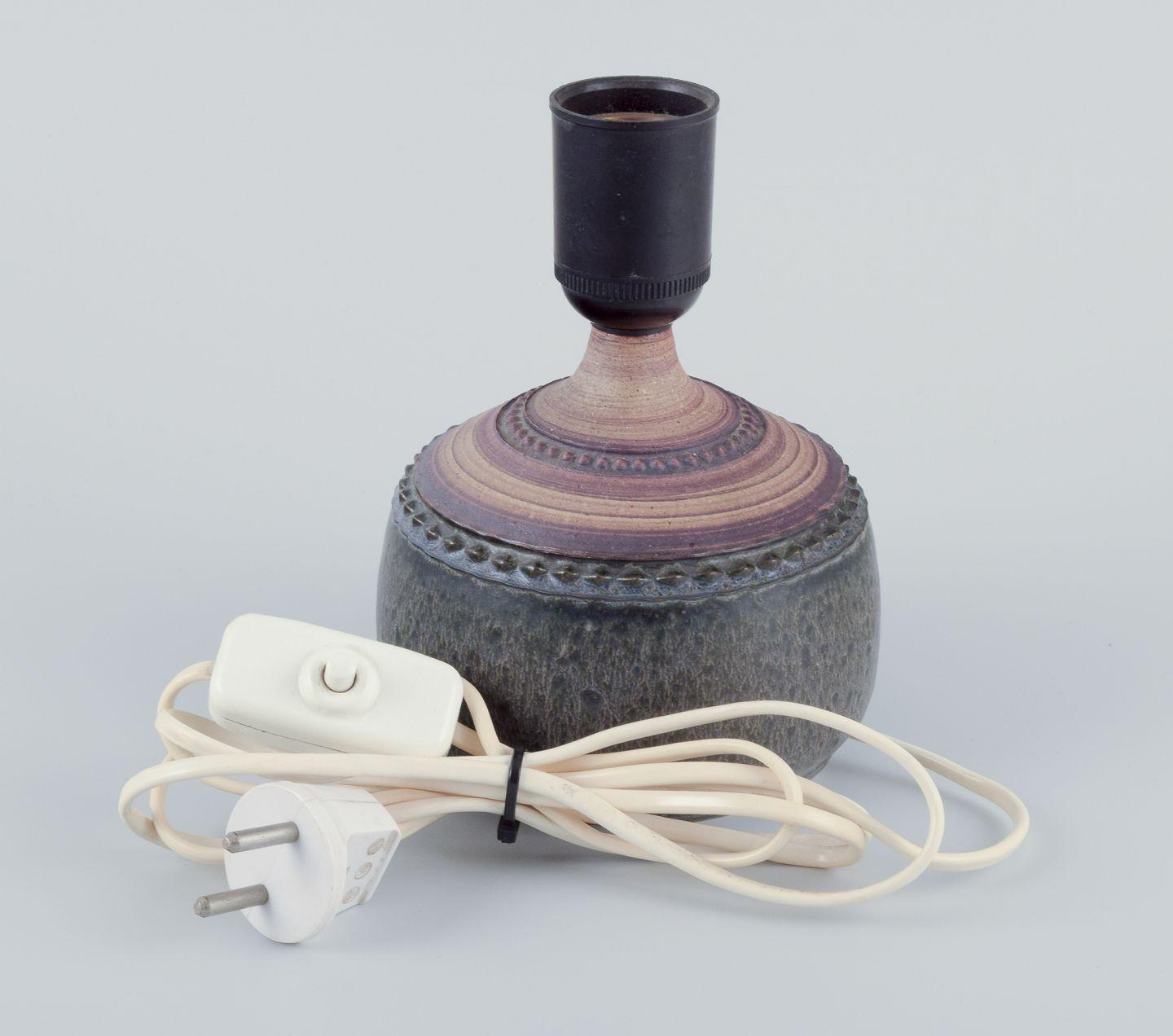 Stoneware Klas-Göran Klaesson for Höganäs, Sweden.  Table lamp of stoneware,  1970s For Sale