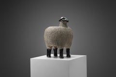 Klas-Göran Klaesson Sheep Sculpture in Stoneware, Sweden 1991