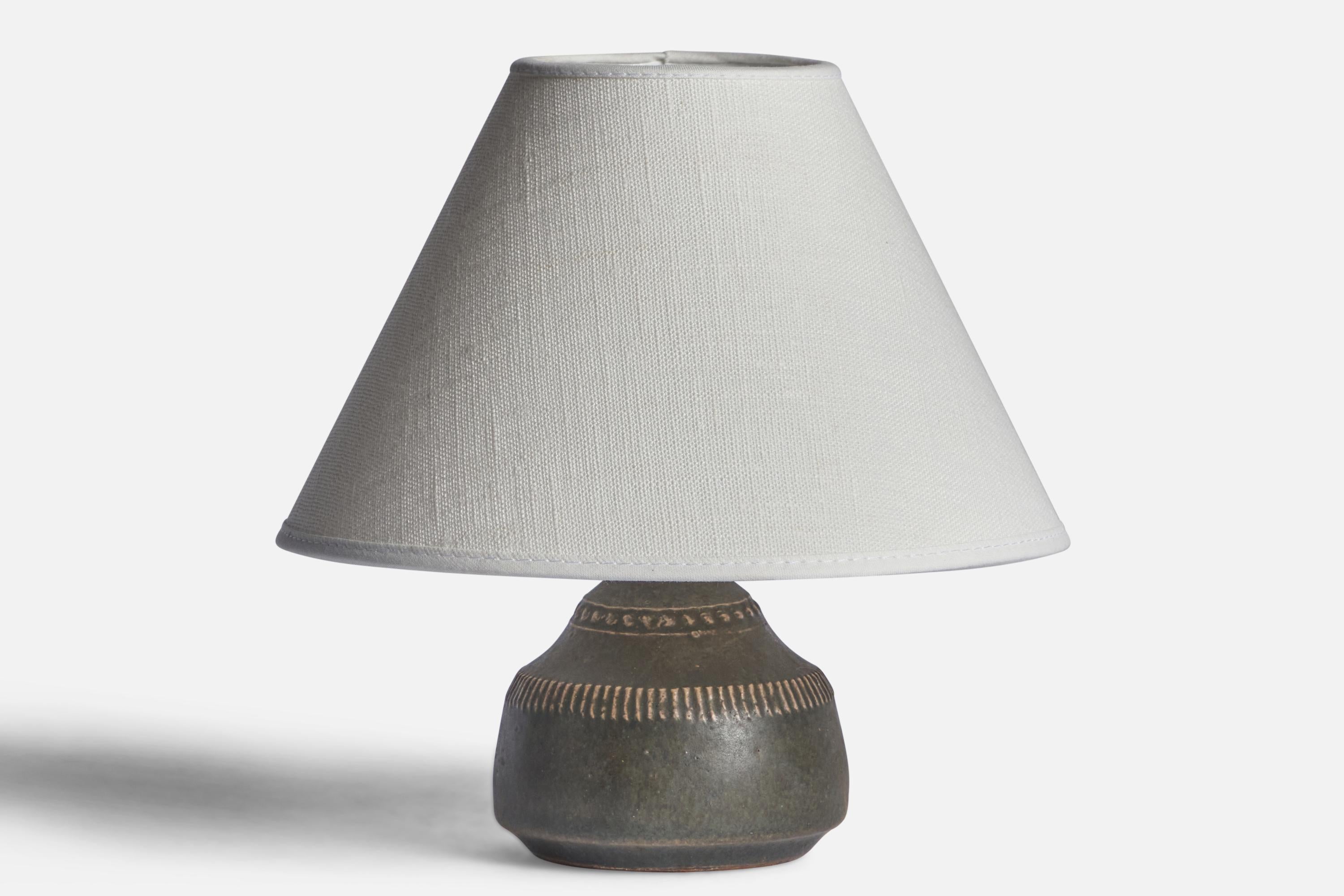 Swedish Klase Höganäs, Small Table Lamp, Stoneware, Sweden, 1930s For Sale