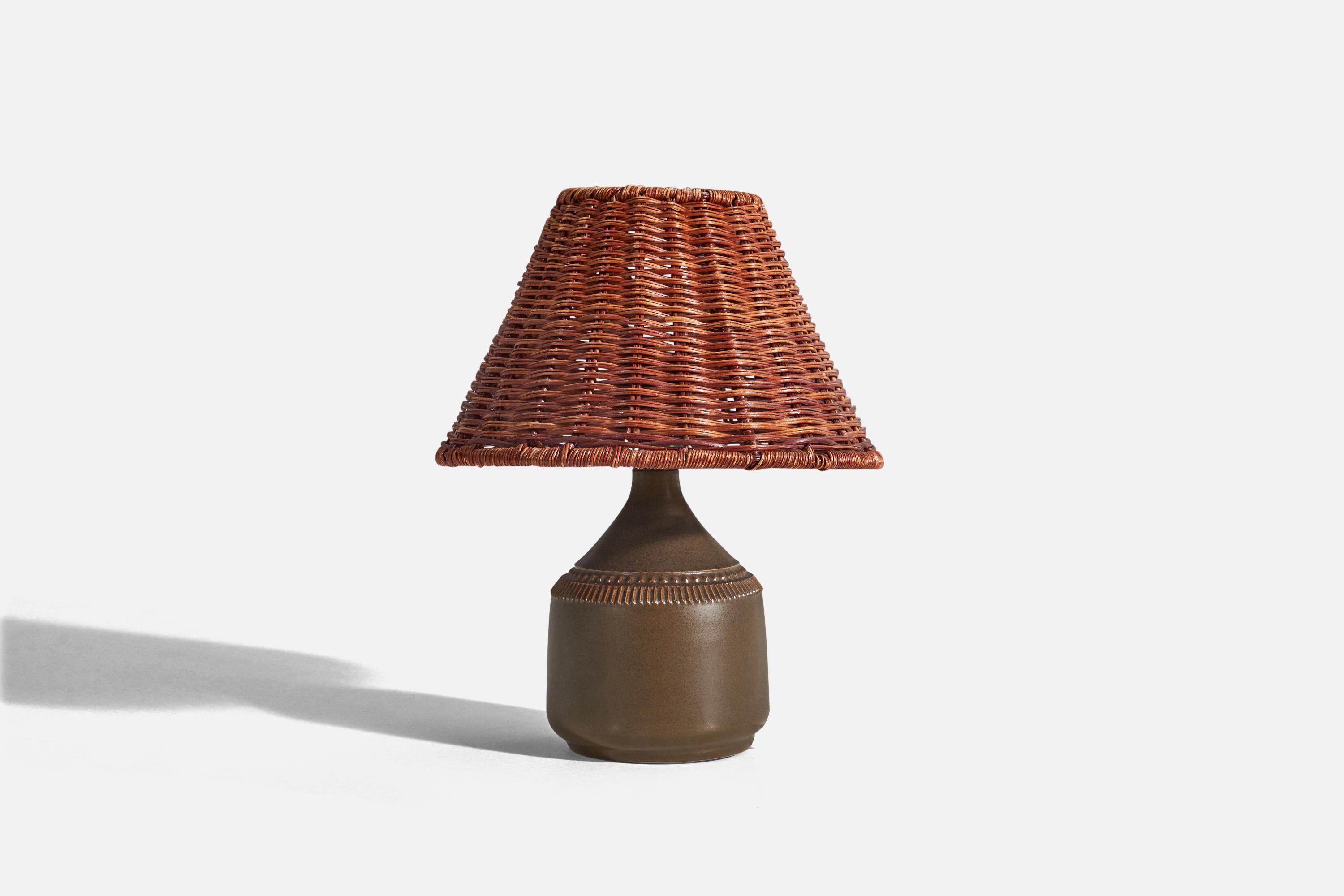 Mid-Century Modern Klase Höganäs, Table Lamp, Glazed Stoneware, Sweden, 1960s For Sale