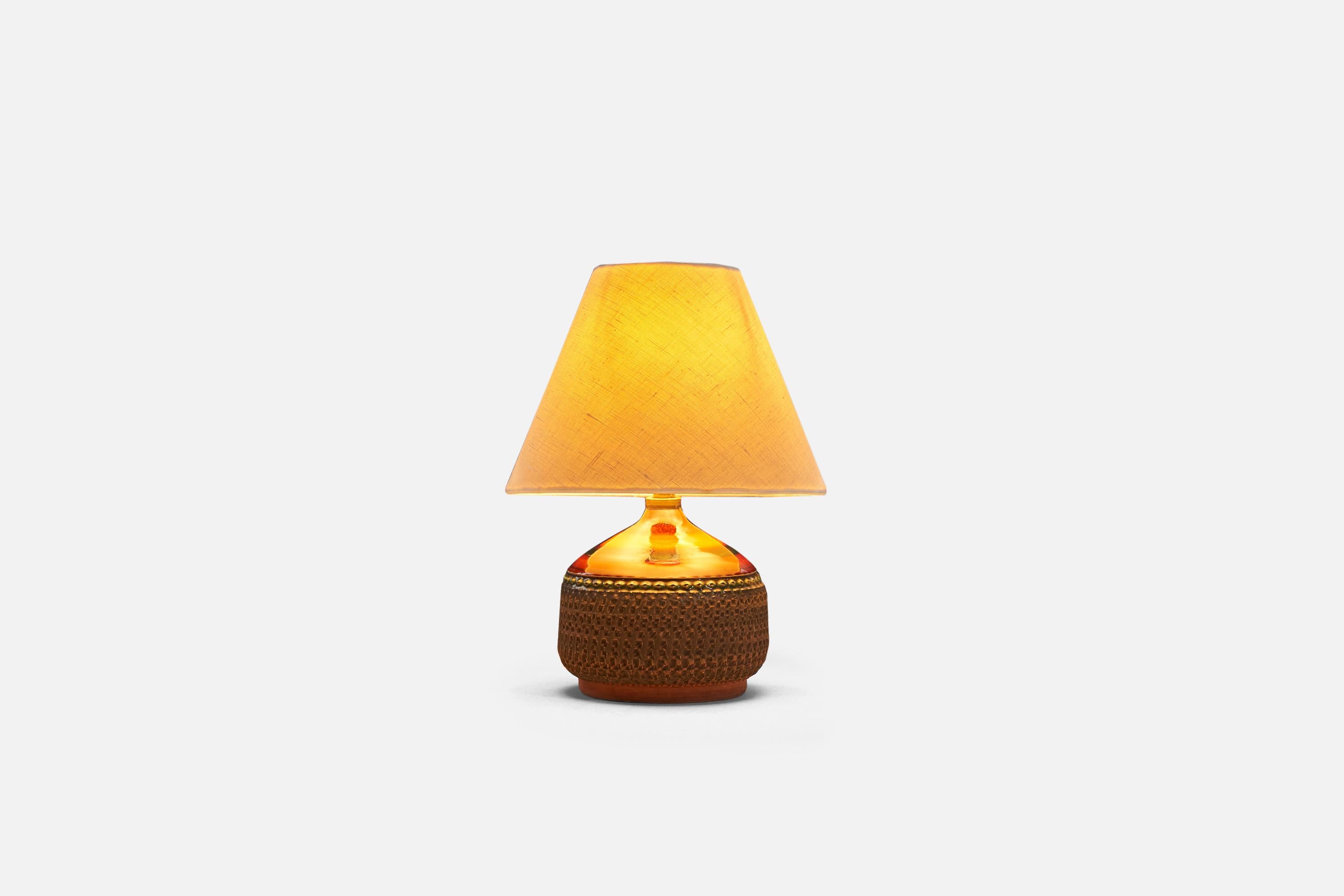 Swedish Klase Höganäs, Table Lamp, Glazed Stoneware, Sweden, 1960s For Sale