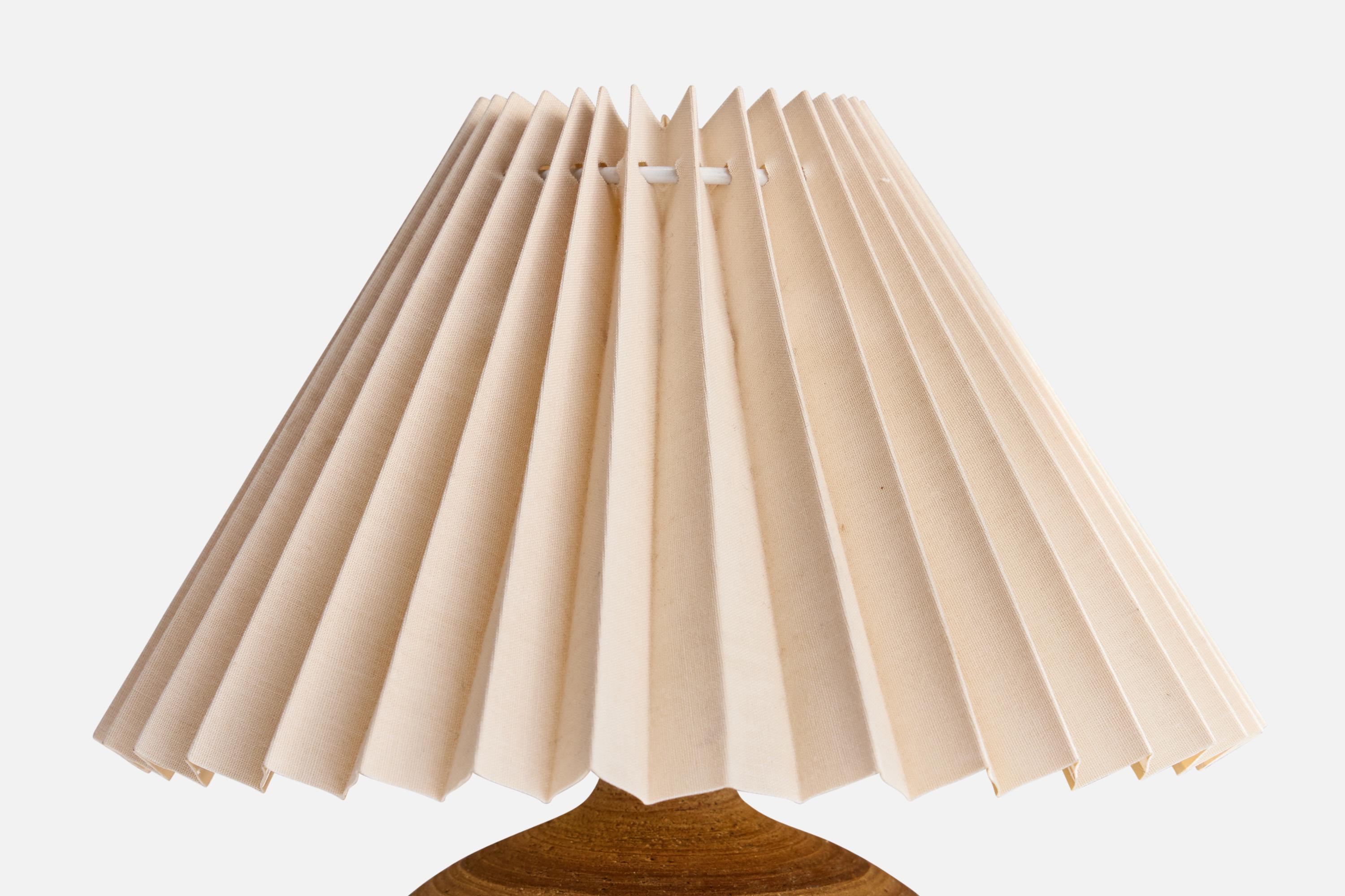Swedish Klase Höganäs, Table Lamp, Stoneware, Paper, Sweden, 1960s For Sale