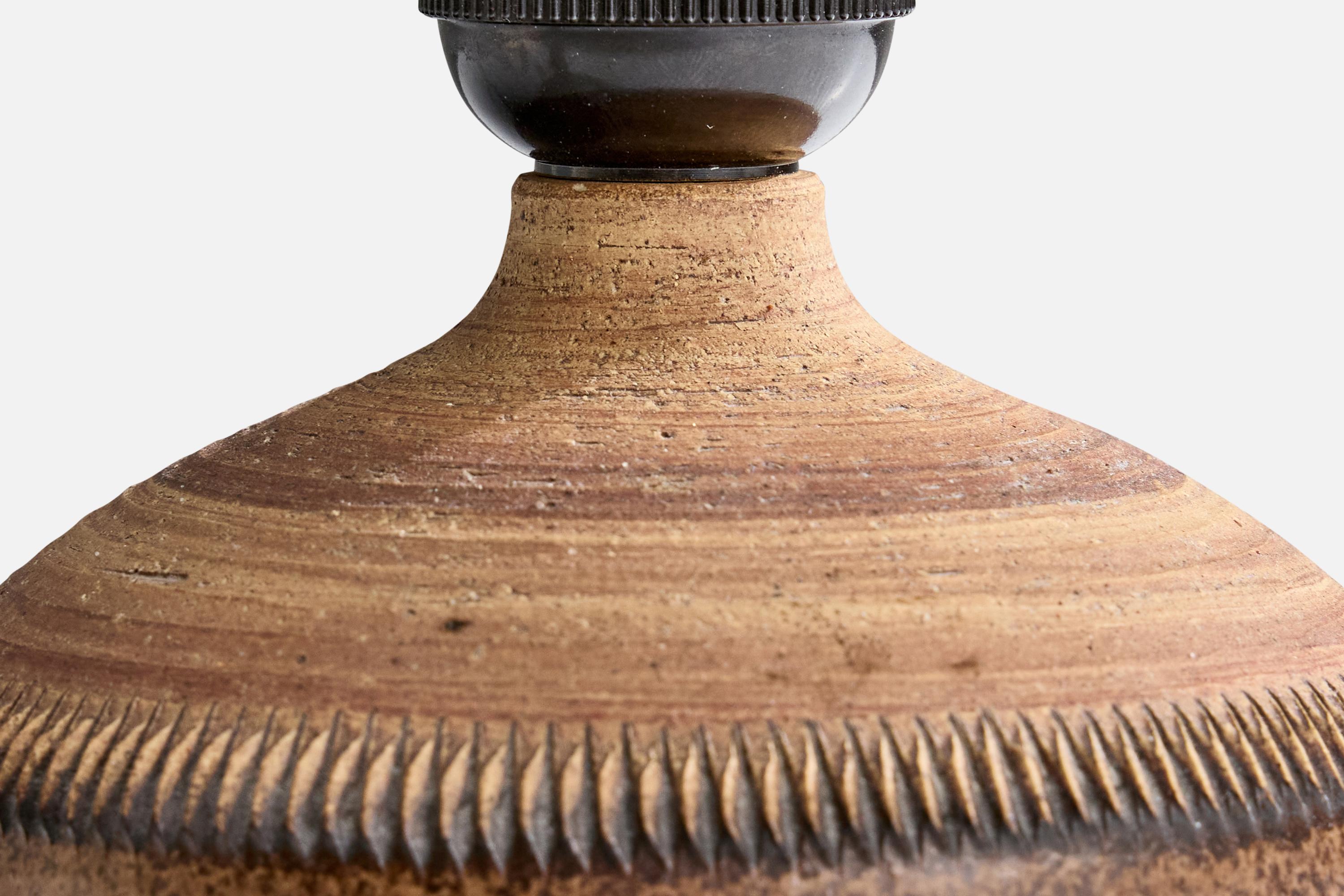 Klase Höganäs, Table Lamp, Stoneware, Paper, Sweden, 1960s For Sale 1