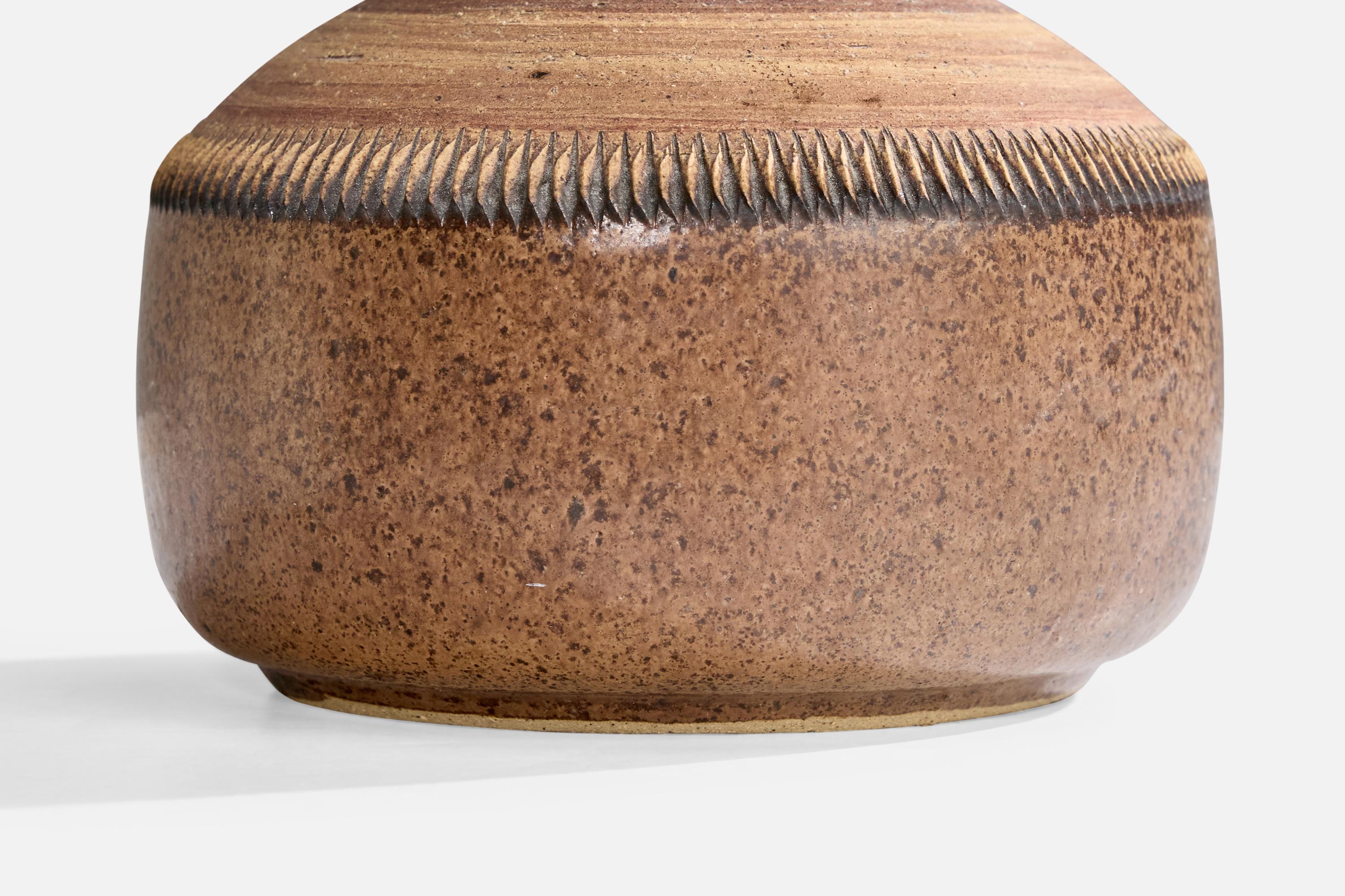 Klase Höganäs, Table Lamp, Stoneware, Paper, Sweden, 1960s For Sale 2