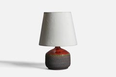 Klase Höganäs, Table Lamp, Stoneware, Velvet, Sweden, 1960s