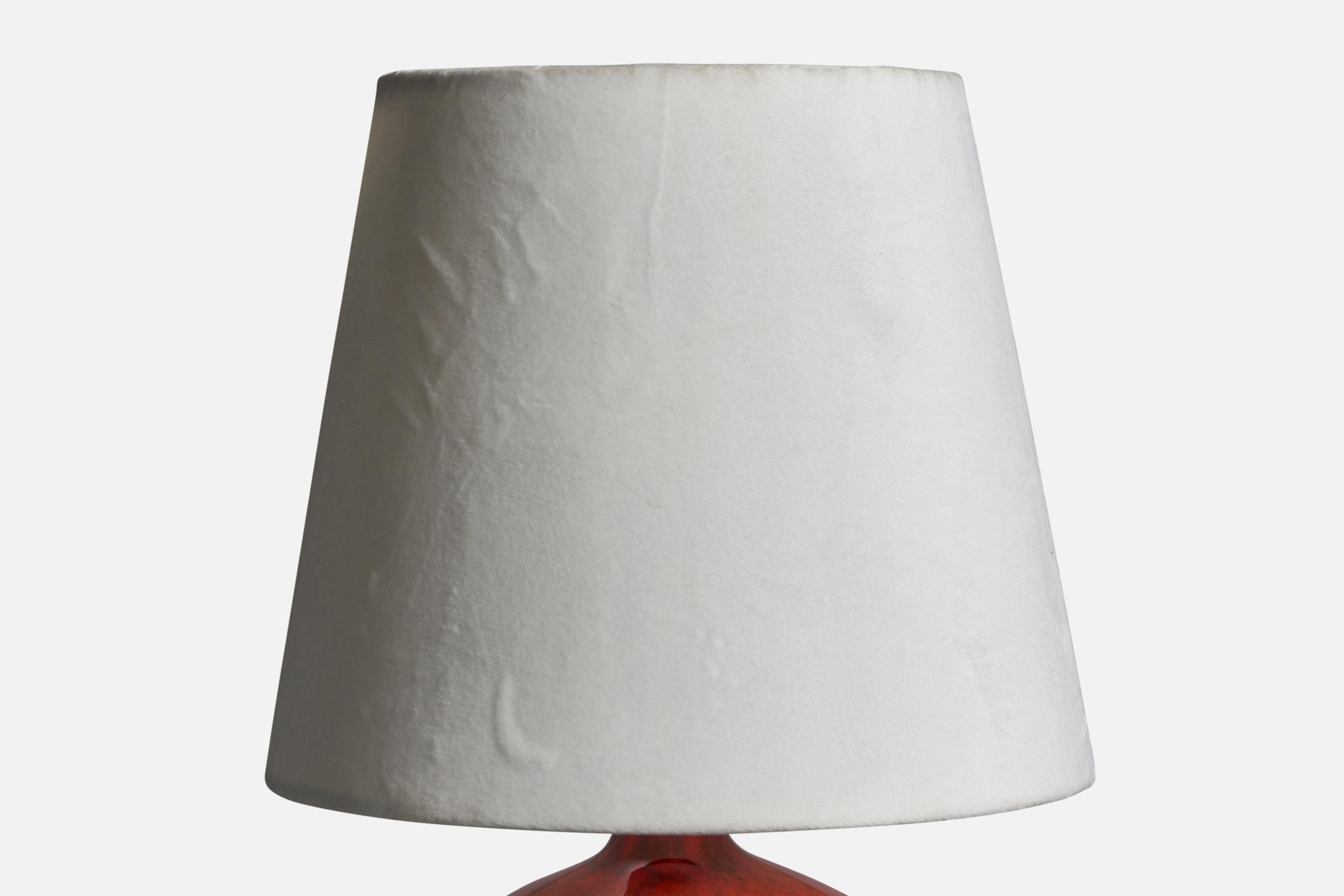 Klase Höganäs, Table Lamp, Stoneware, Velvet, Sweden, 1960s In Good Condition For Sale In High Point, NC