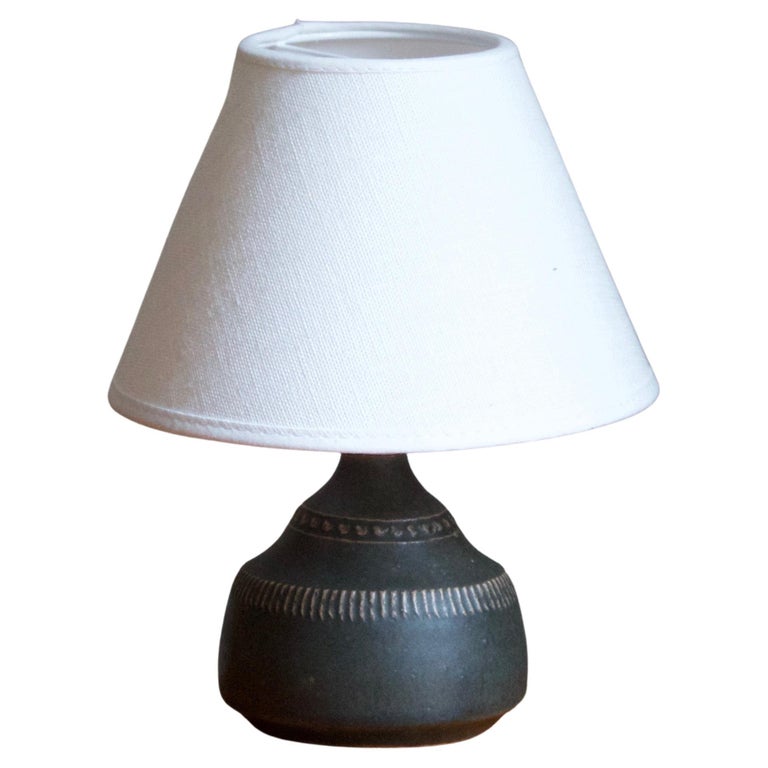 Klase Höganäs, Very Small Table Lamp, Brown Glazed Stoneware, Sweden ...