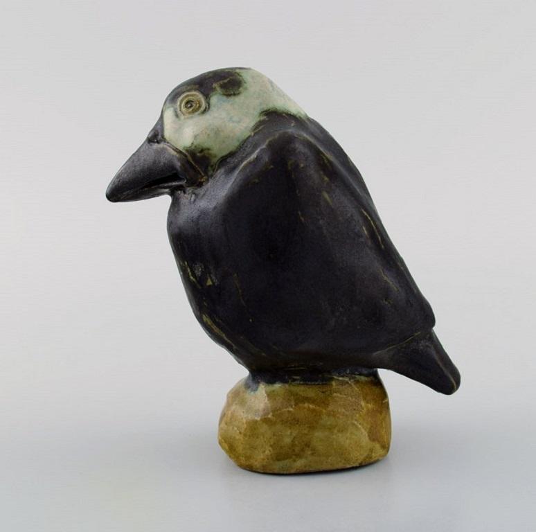 Scandinave moderne Klase Jr. pour Hgans, Oiseau unique en grès émaillé, daté de 1981 en vente