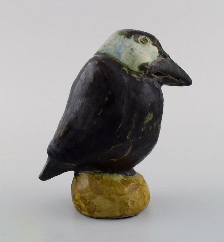 Swedish Klase Jr. for Höganäs, Unique Bird in Glazed Stoneware, Dated 1981 For Sale