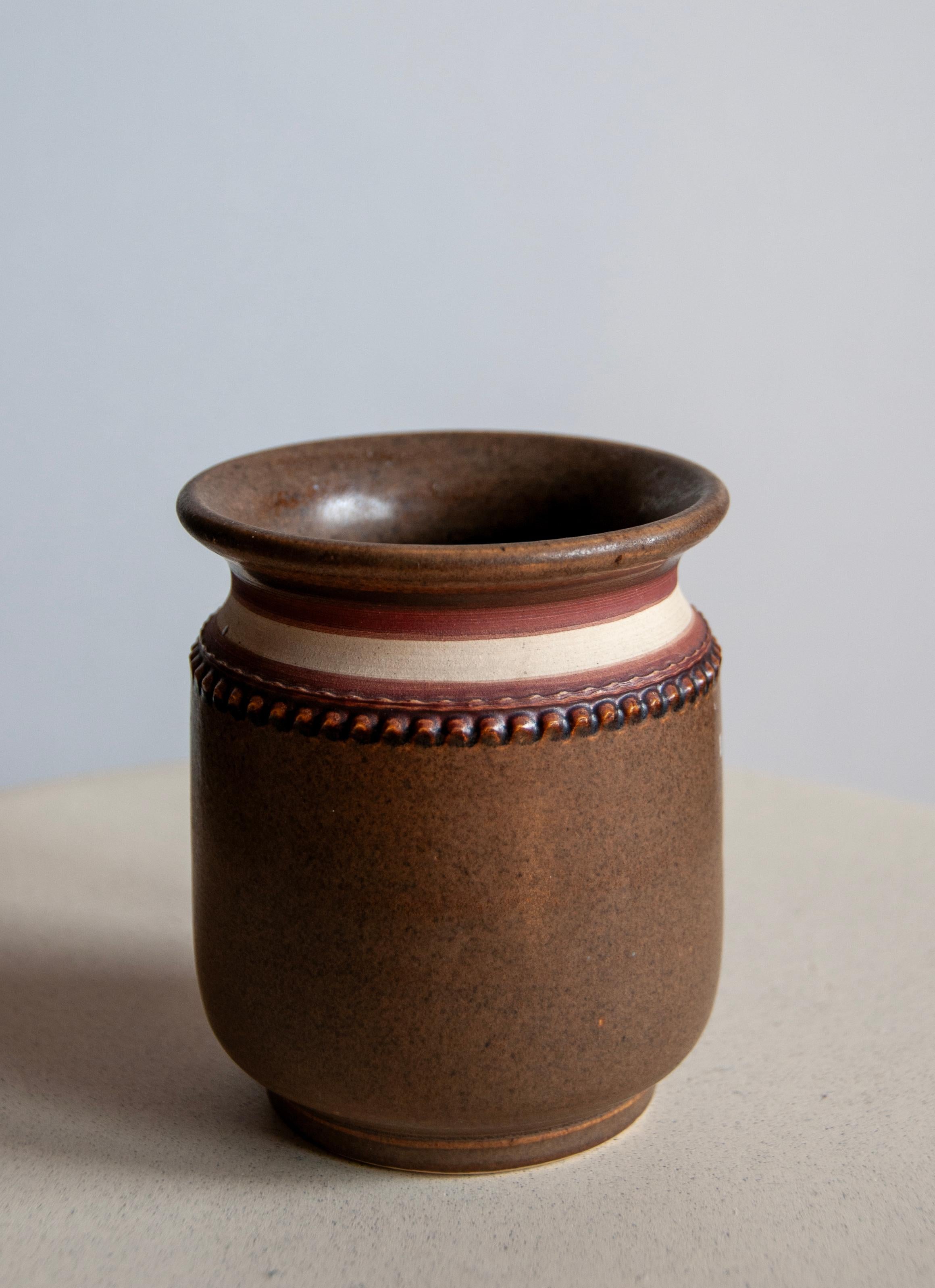Glazed Klase Keramik Höganäs Ceramic 1960´s Vase Collection of 3, in Earth Tones For Sale