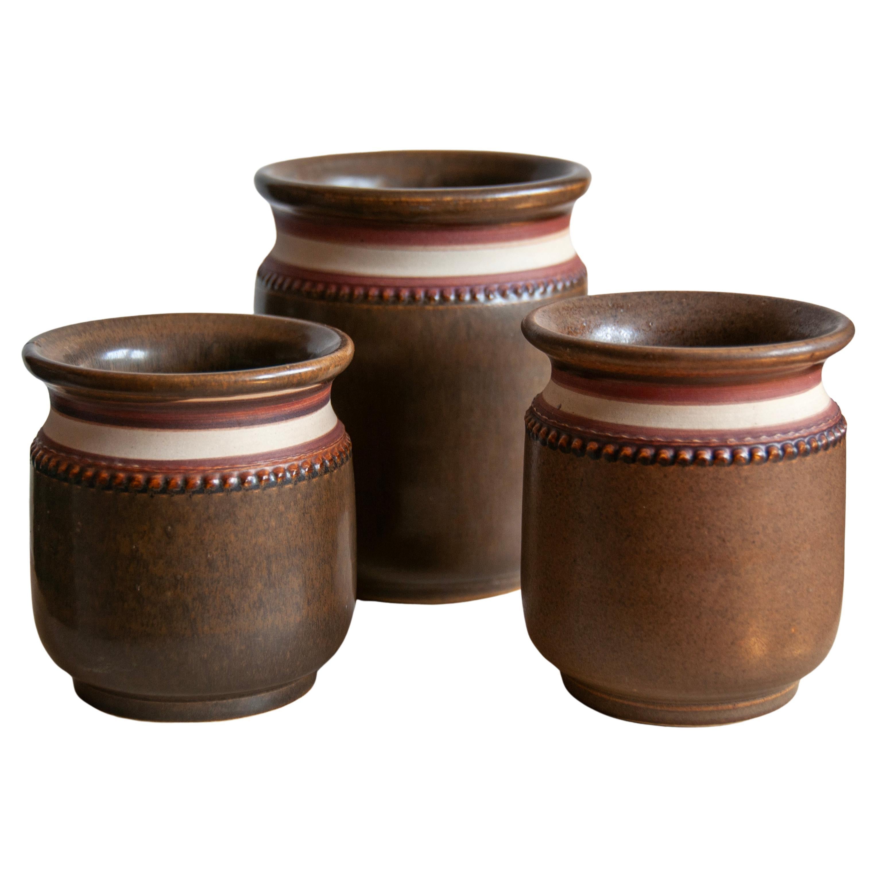 Klase Keramik Höganäs Ceramic 1960´s Vase Collection of 3, in Earth Tones  For Sale