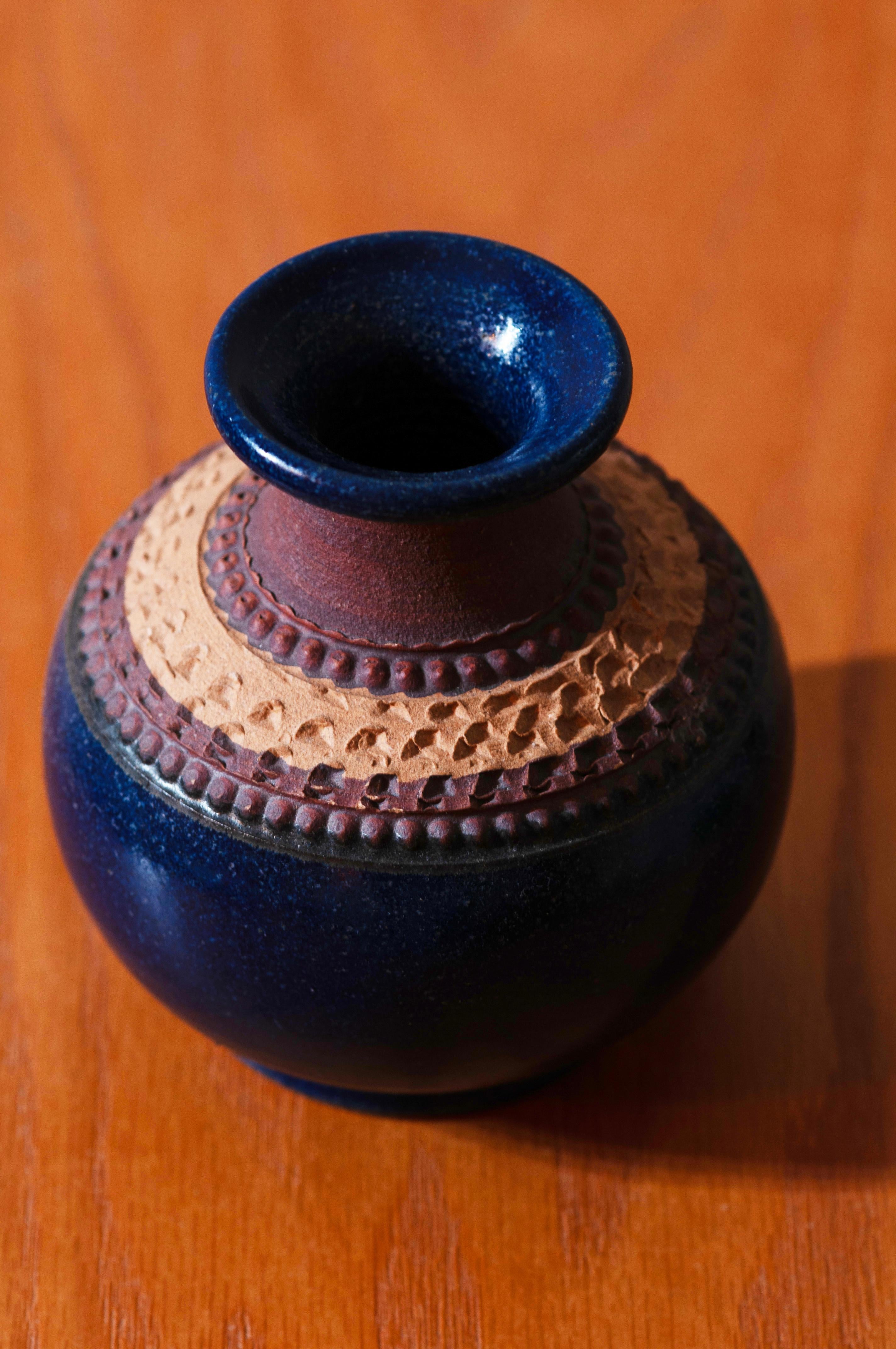 Klase Keramik Höganäs Ceramic Vase Collection of 15, 1960s Earth Tones and Blue 8