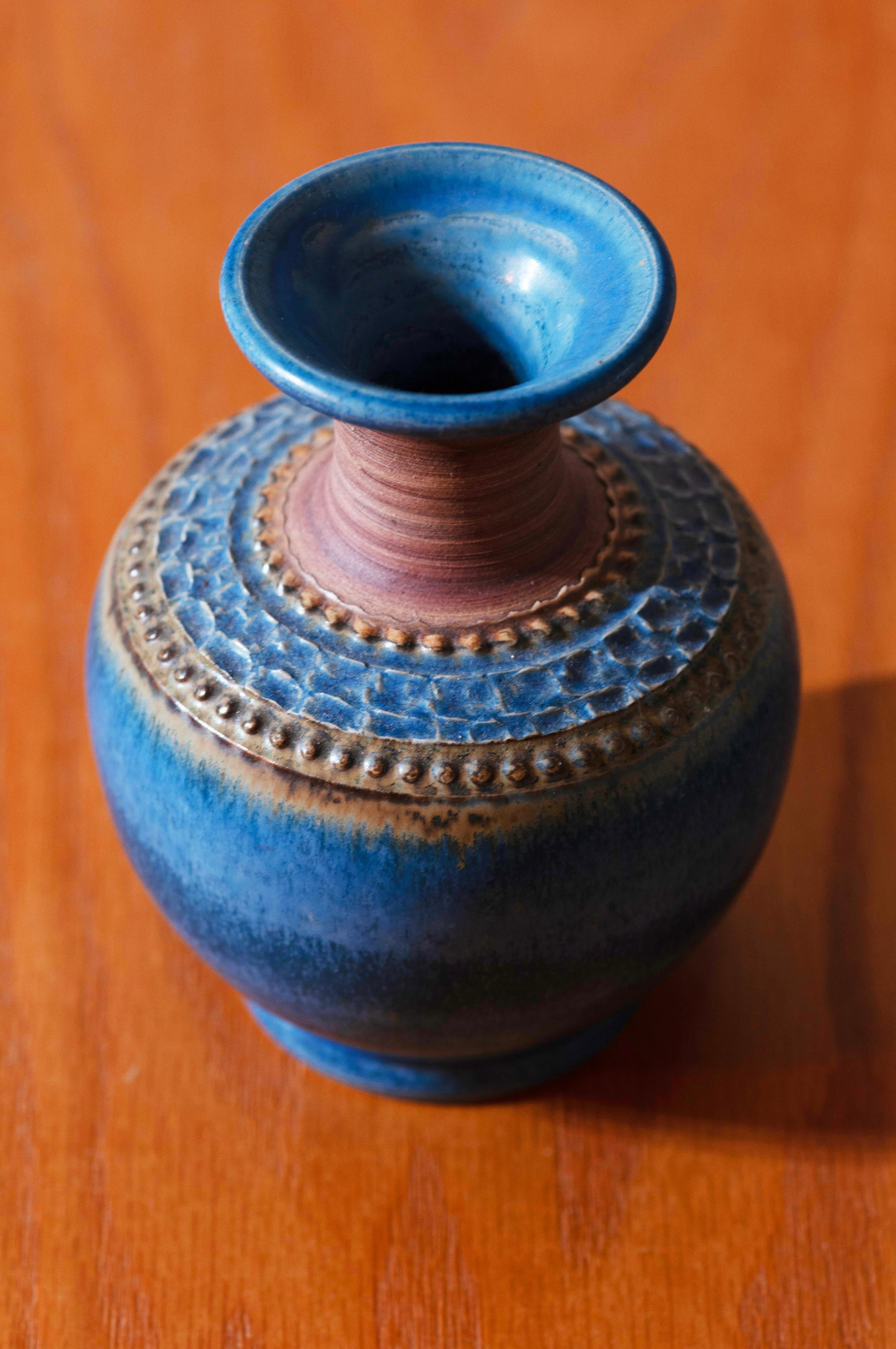 Klase Keramik Höganäs Ceramic Vase Collection of 15, 1960s Earth Tones and Blue 10