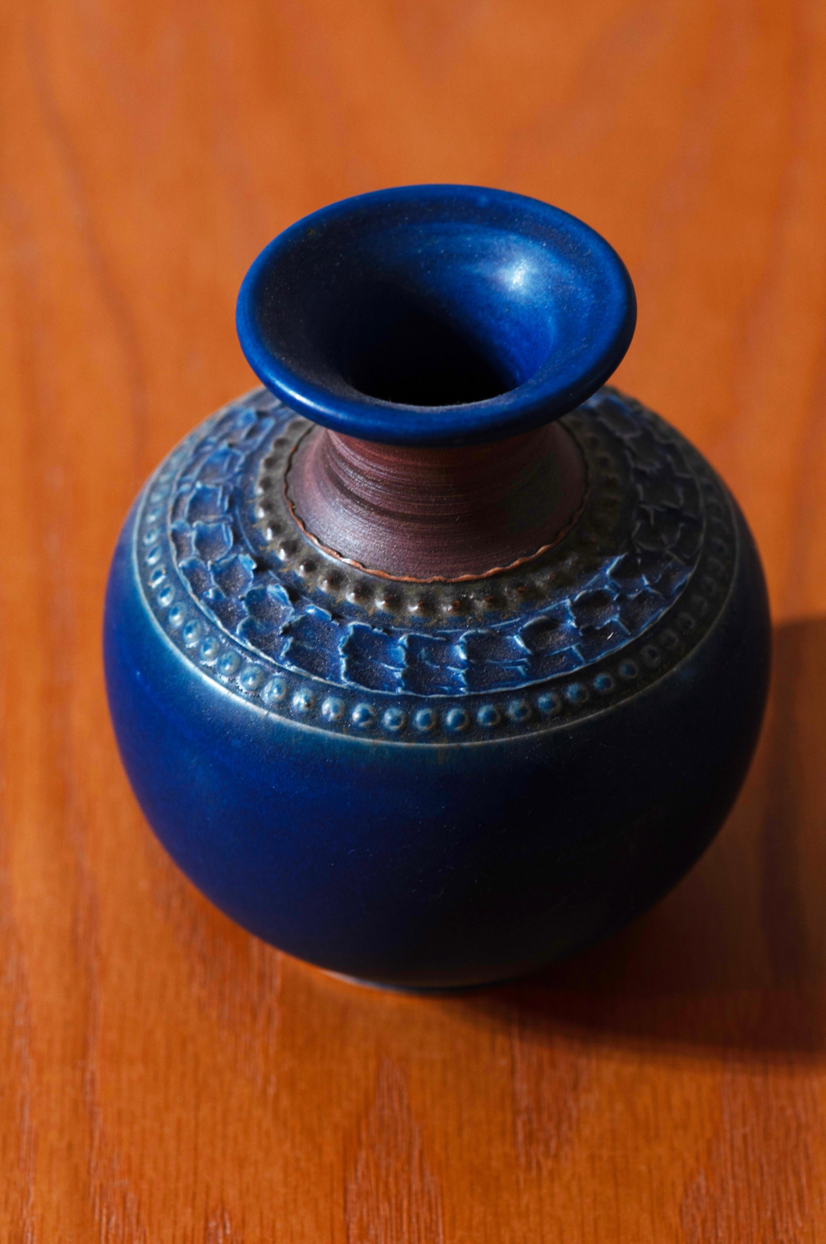 Klase Keramik Höganäs Ceramic Vase Collection of 15, 1960s Earth Tones and Blue 11