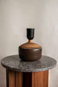 Klase Keramik Höganäs Stoneware Lamp in Earth Tones, 1960s